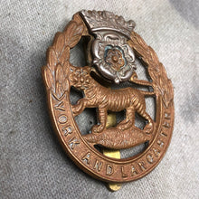 Load image into Gallery viewer, Original WW2 British Army York and Lancaster Regiment Cap Badge - The Militaria Shop
