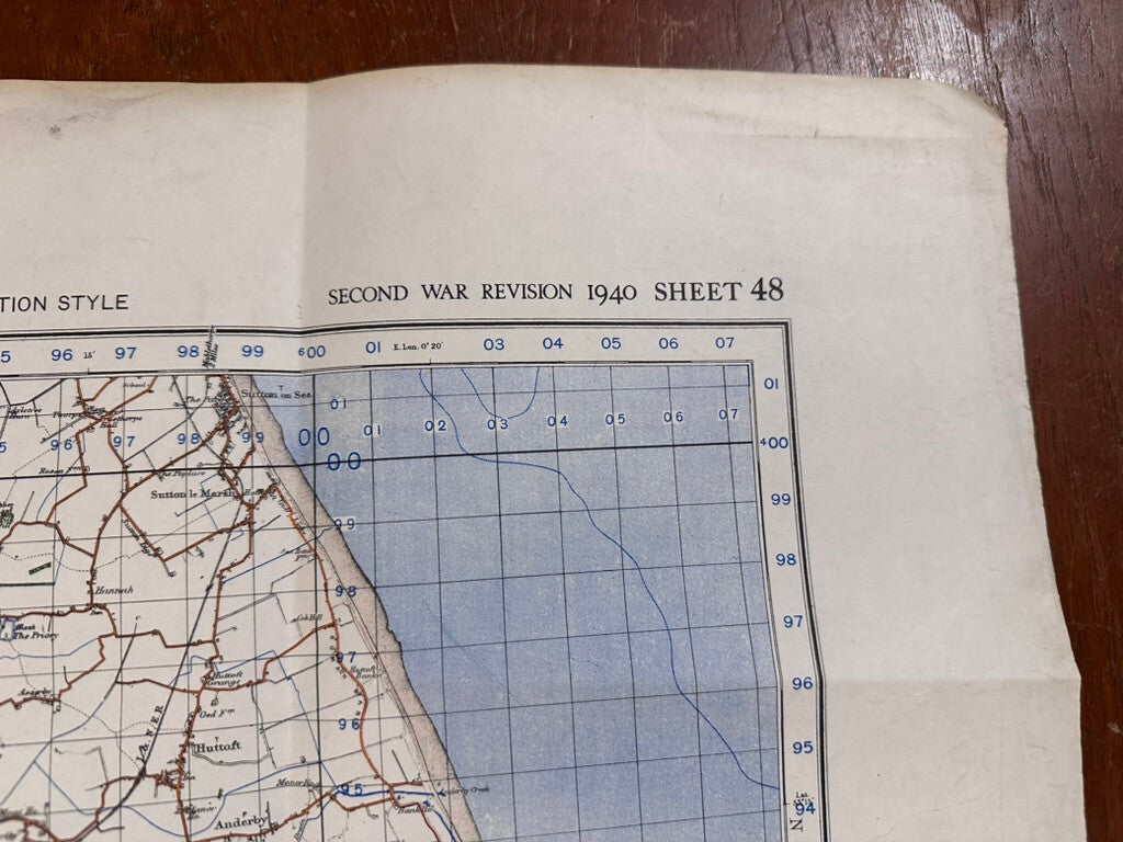 Original WW2 British Army GSGS OS Map England - Horncastel & Skegness - The Militaria Shop