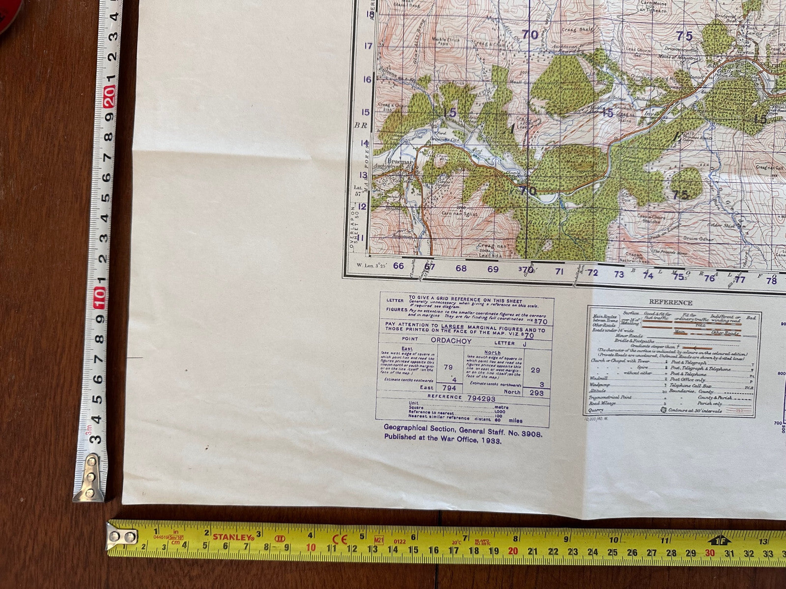 Original WW2 British Army OS Map of Scotland - Ballater & Strathdon - The Militaria Shop