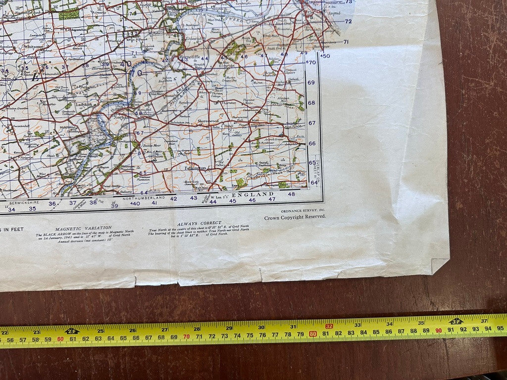 Original WW2 British Army GSGS Map of Scotland - Dunbar & Lammermuir - The Militaria Shop