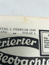Lade das Bild in den Galerie-Viewer, JB Juustrierter Beobachter NSDAP Magazine Original WW2 German - 1st February 1940 - The Militaria Shop