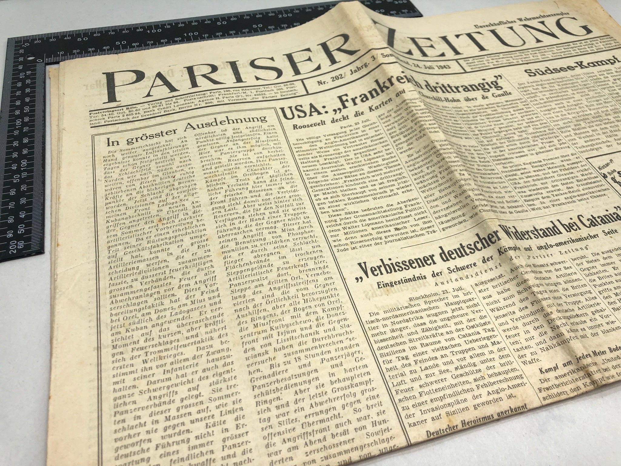Original WW2 German Political Newspaper - 24th July 1943 - The Militaria Shop