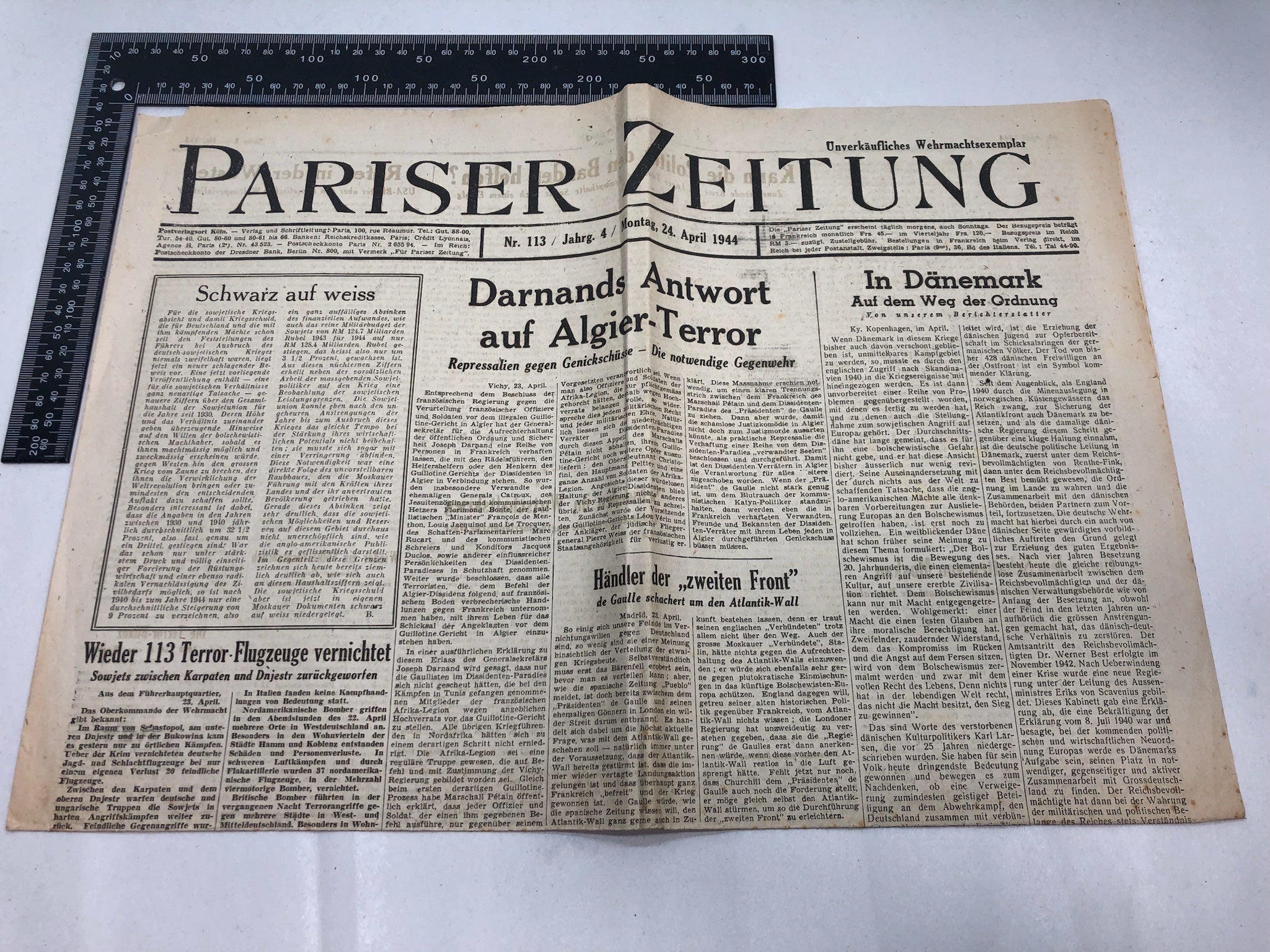 Original WW2 German Political Newspaper - 24th April 1944 - The Militaria Shop