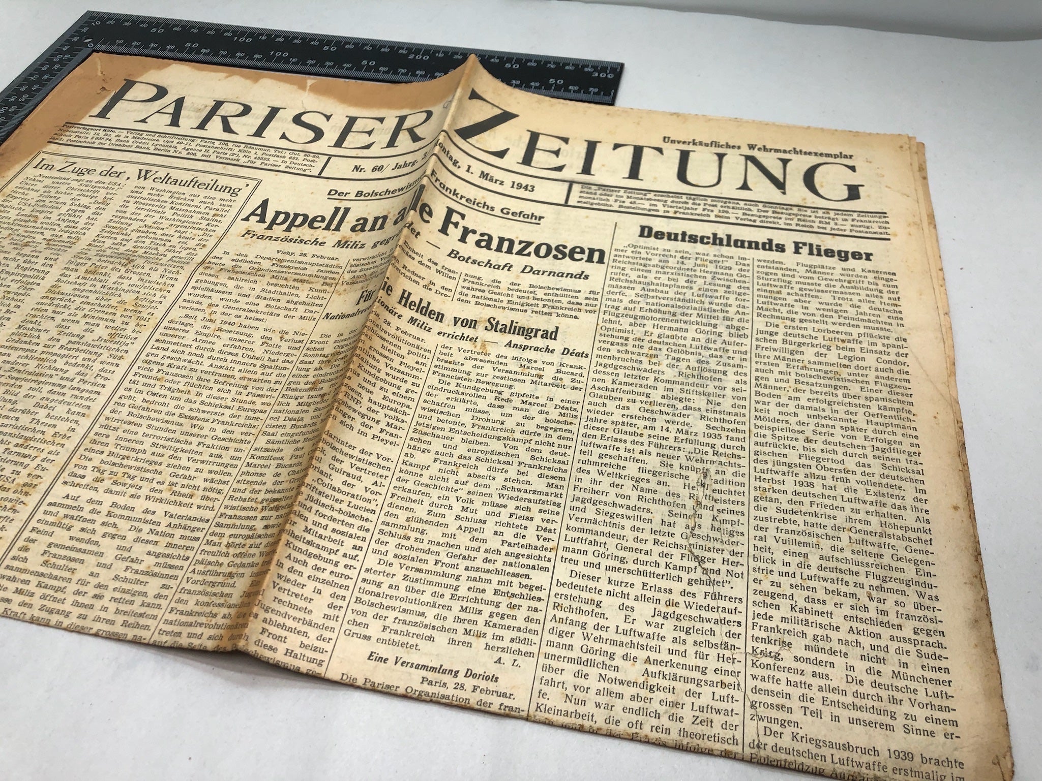Original WW2 German Political Newspaper - 1st March 1943 - The Militaria Shop