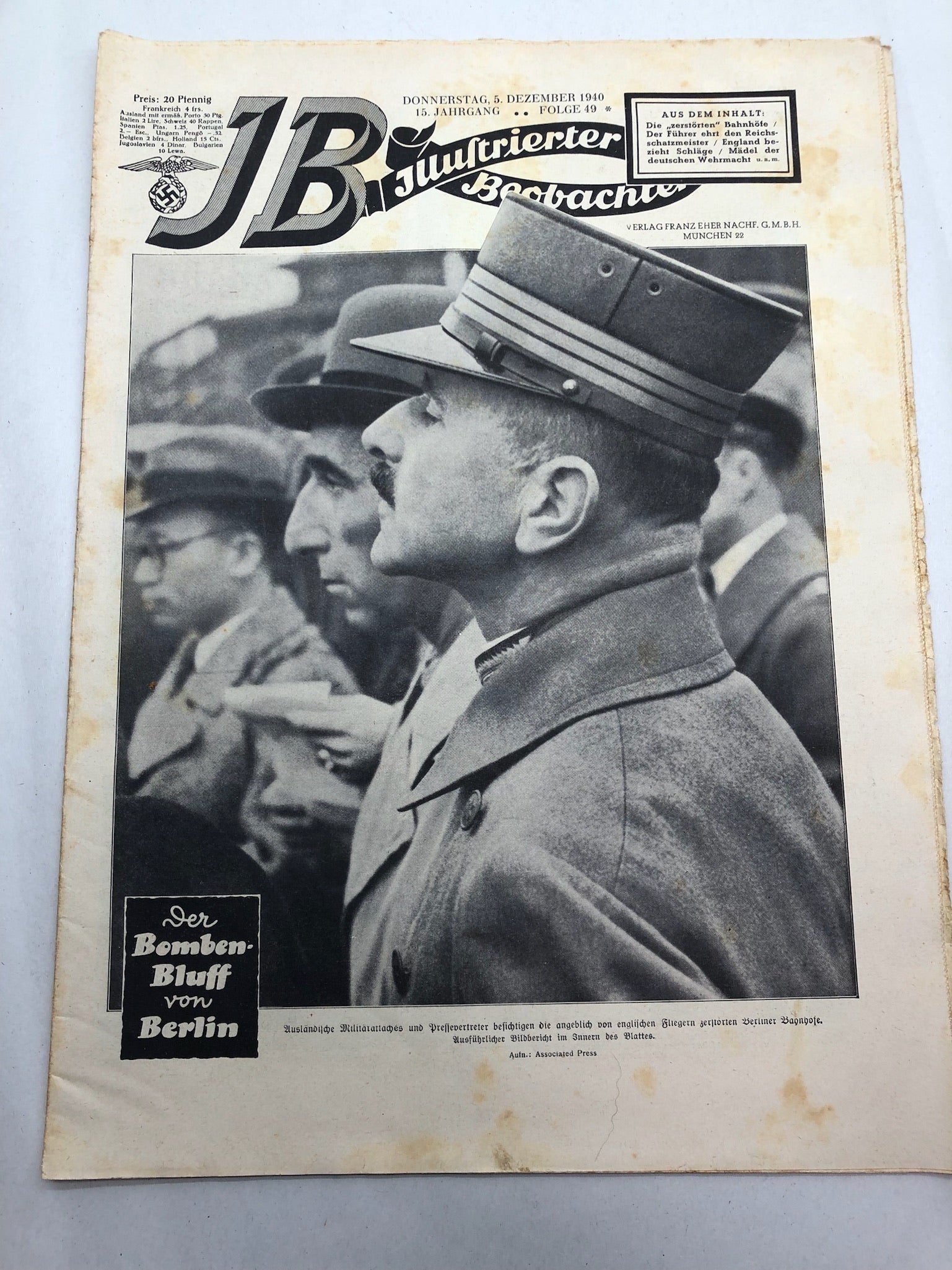JB Juustrierter Beobachter NSDAP Magazine Original WW2 German - 5th December 1940 - The Militaria Shop