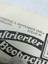 Load image into Gallery viewer, JB Juustrierter Beobachter NSDAP Magazine Original WW2 German - 5th September 1940 - The Militaria Shop