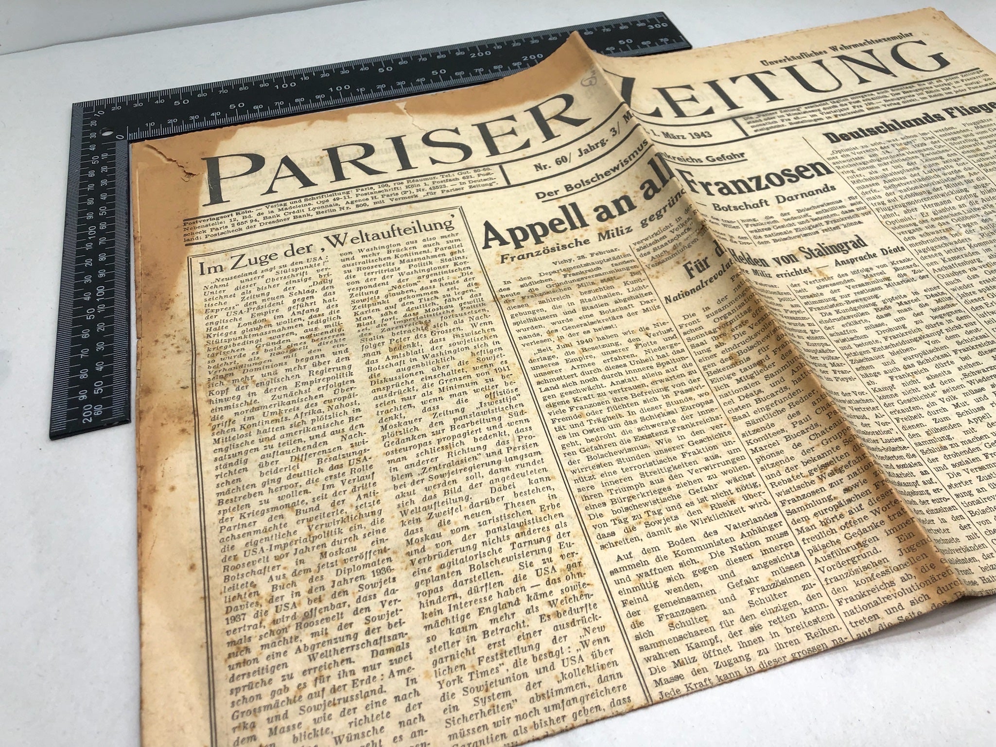 Original WW2 German Political Newspaper - 1st March 1943 - The Militaria Shop