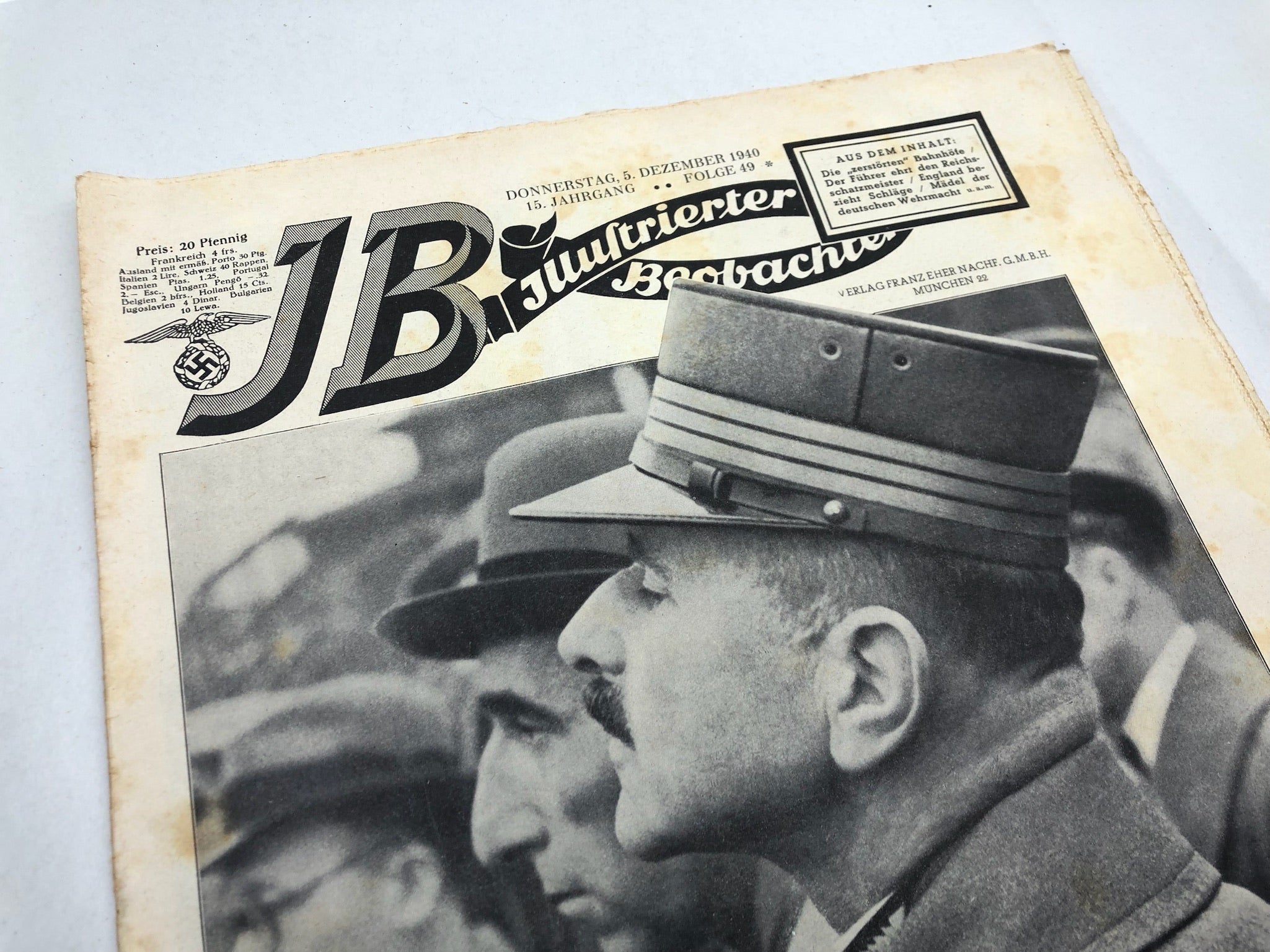 JB Juustrierter Beobachter NSDAP Magazine Original WW2 German - 5th December 1940 - The Militaria Shop