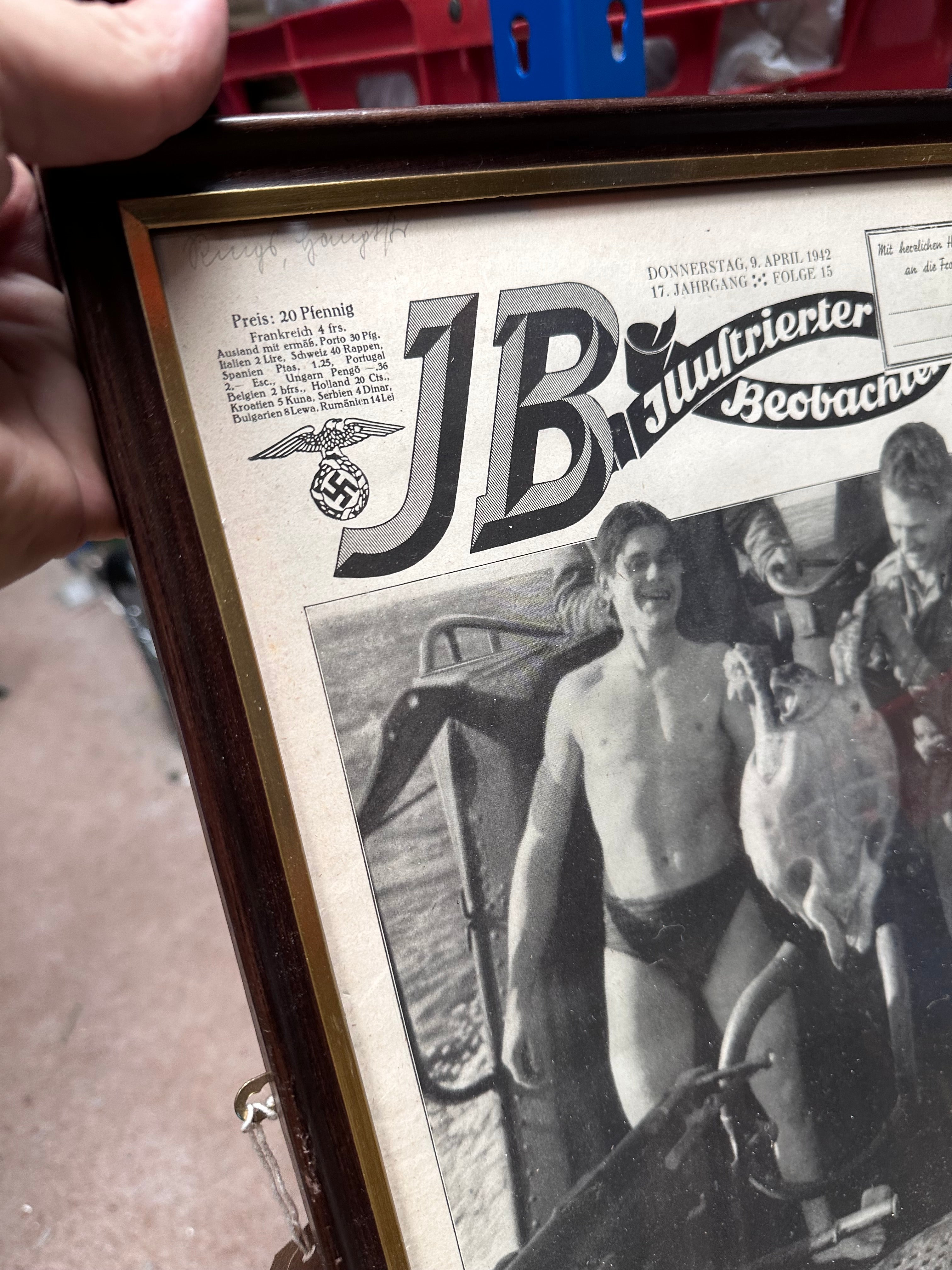 Original WW2 German Newspaper Magazine Framed for Display - The Militaria Shop