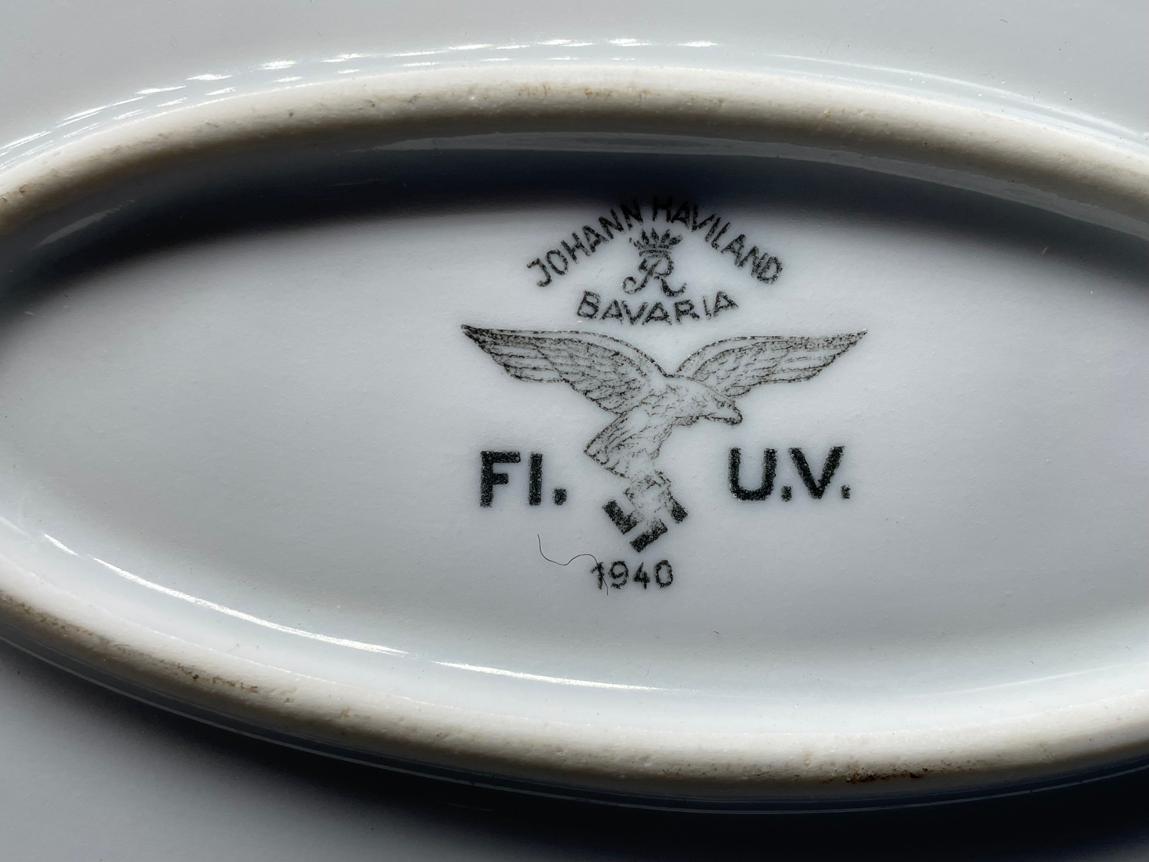 Original WW2 German Luftwaffe Porcelain Serving Platter - Dated 1940 - The Militaria Shop