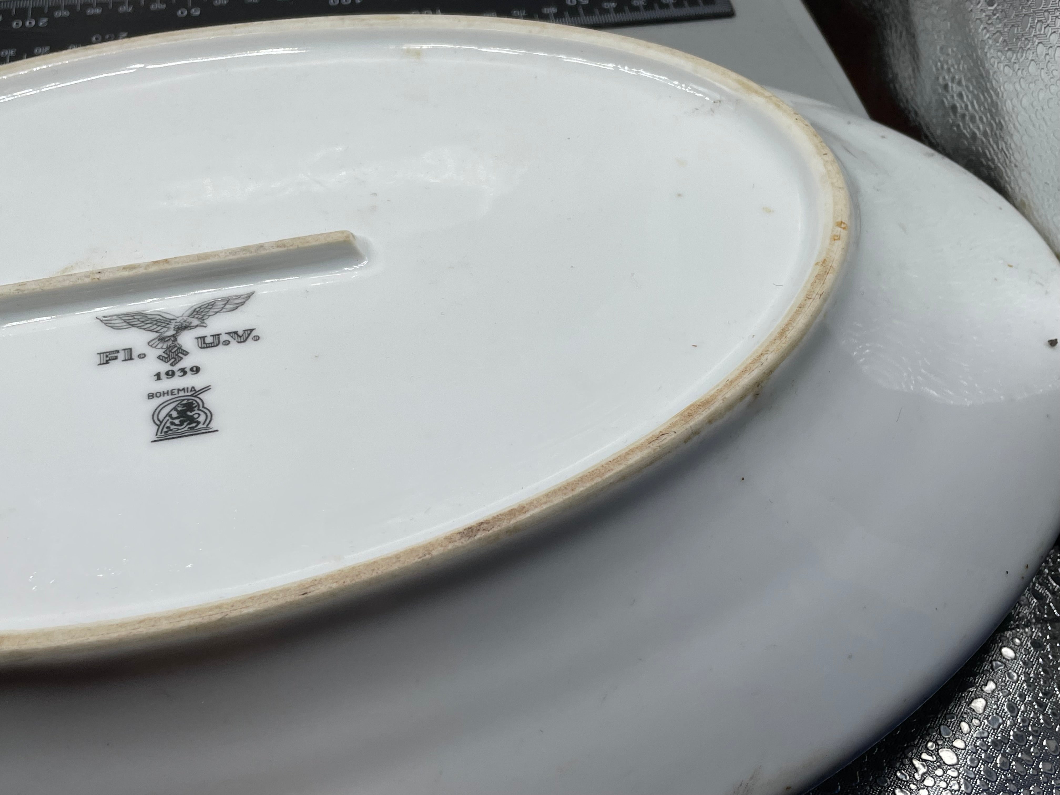 Original WW2 German Luftwaffe Porcelain Serving Platter - Dated 1939 - The Militaria Shop