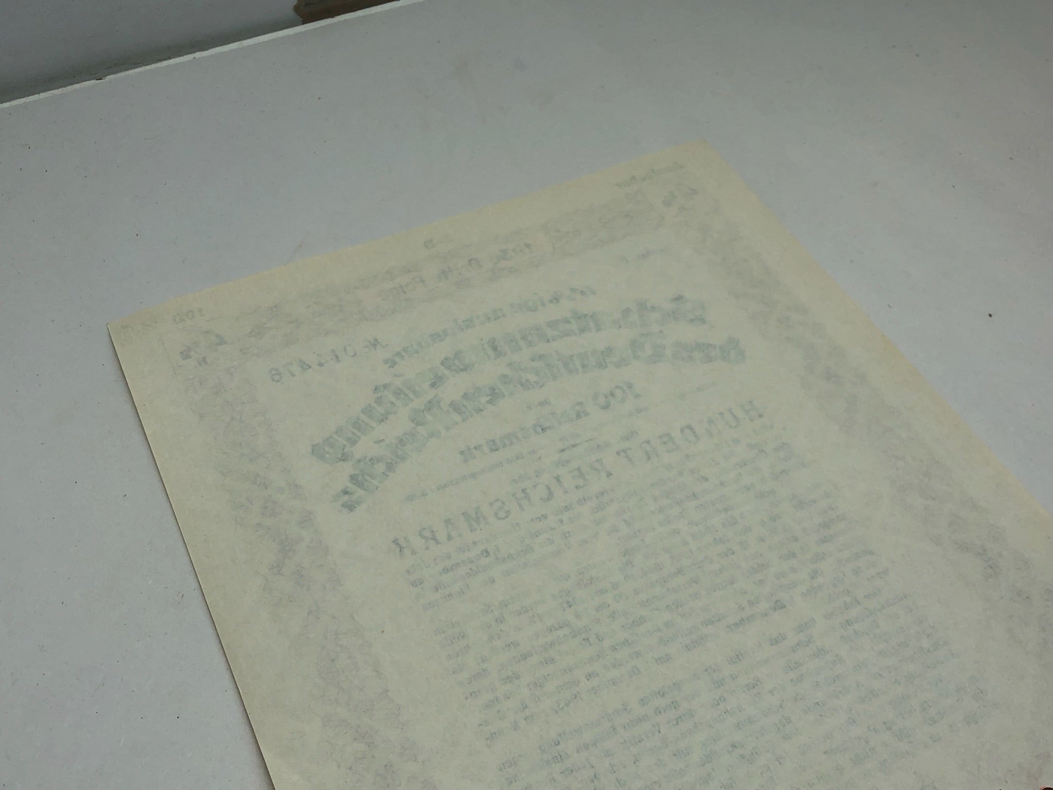 Original WW2 German Government Treasury Loan Bill 100 Reichmarks - The Militaria Shop