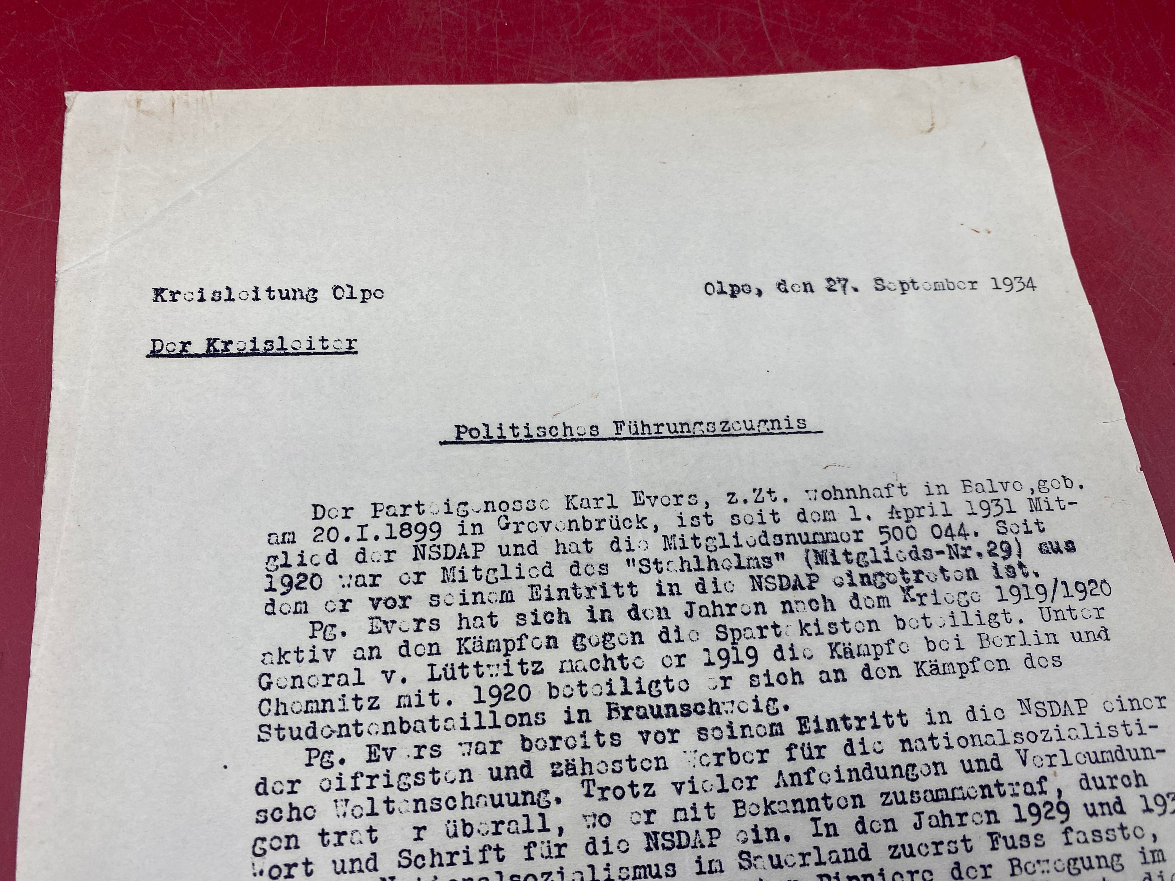 Interesting WW2 German paper and letter dated 1934. - The Militaria Shop
