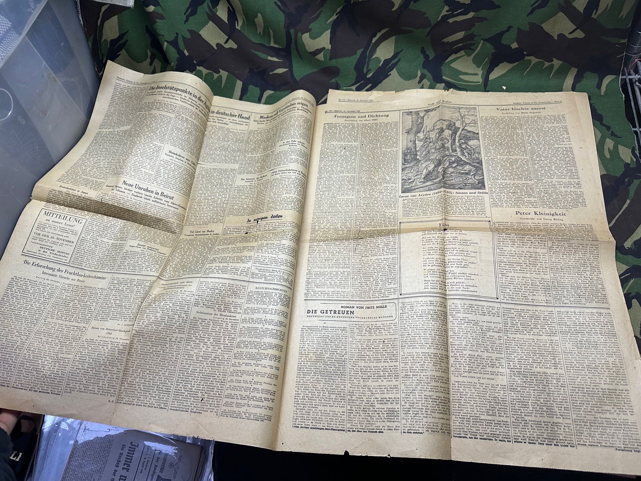 Original WW2 German Party Deutsche Zeitung Political Newspaper - 24th November 1943 - The Militaria Shop