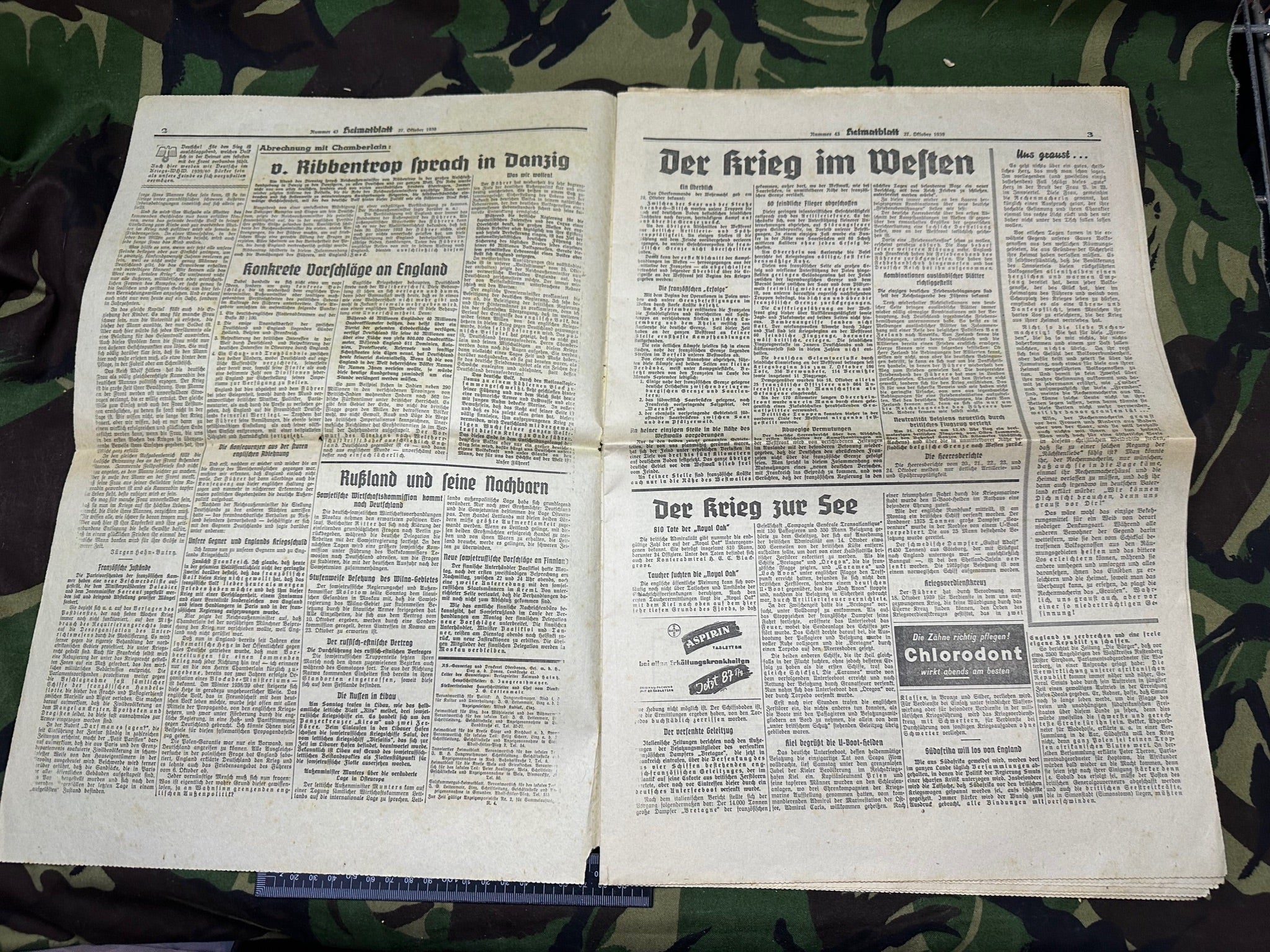 Original WW2 German Party Heimatblatt Political Newspaper - 27th October 1939 - The Militaria Shop