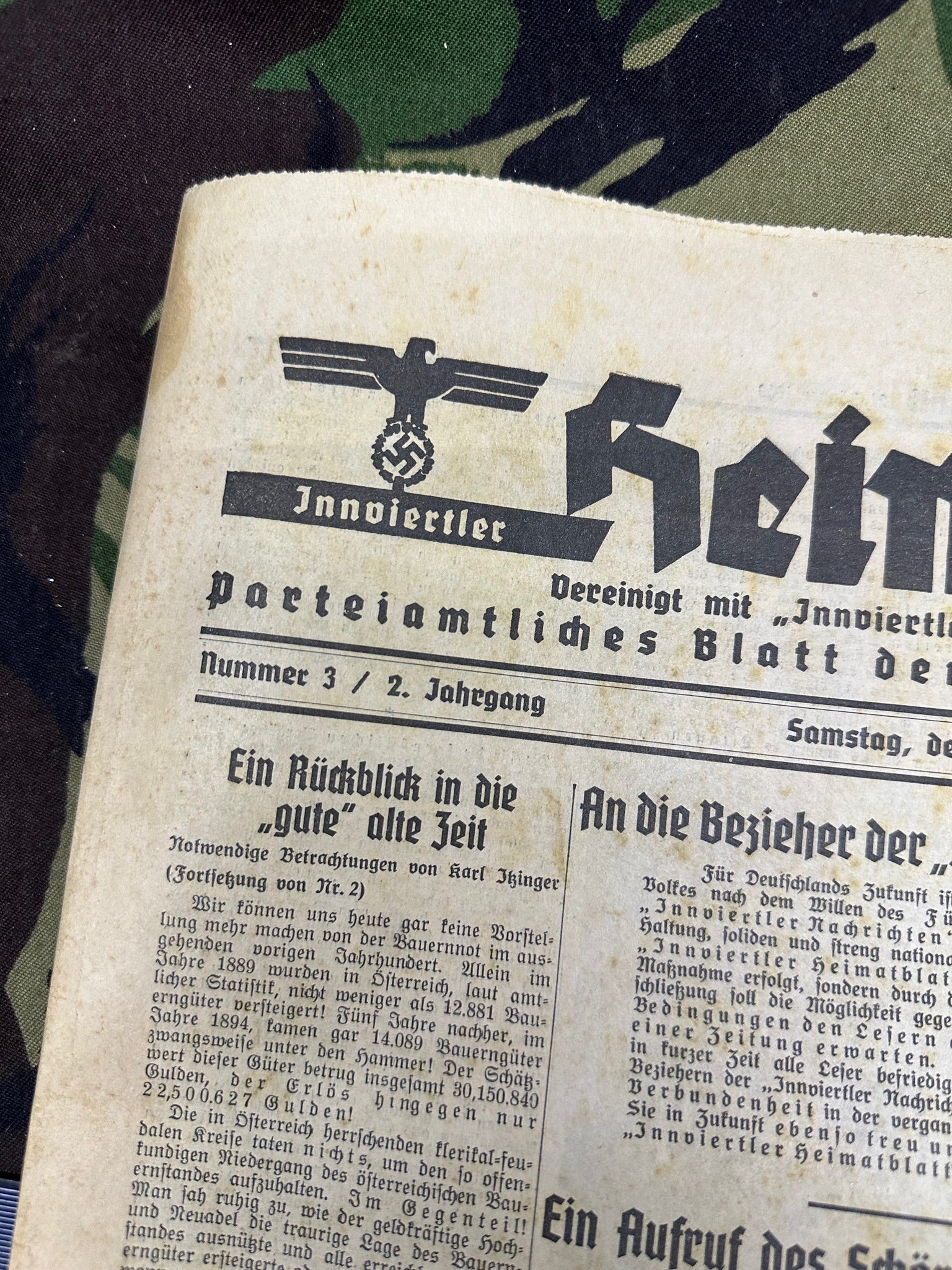 Original WW2 German Party Heimatblatt Political Newspaper - 21st January 1939 - The Militaria Shop