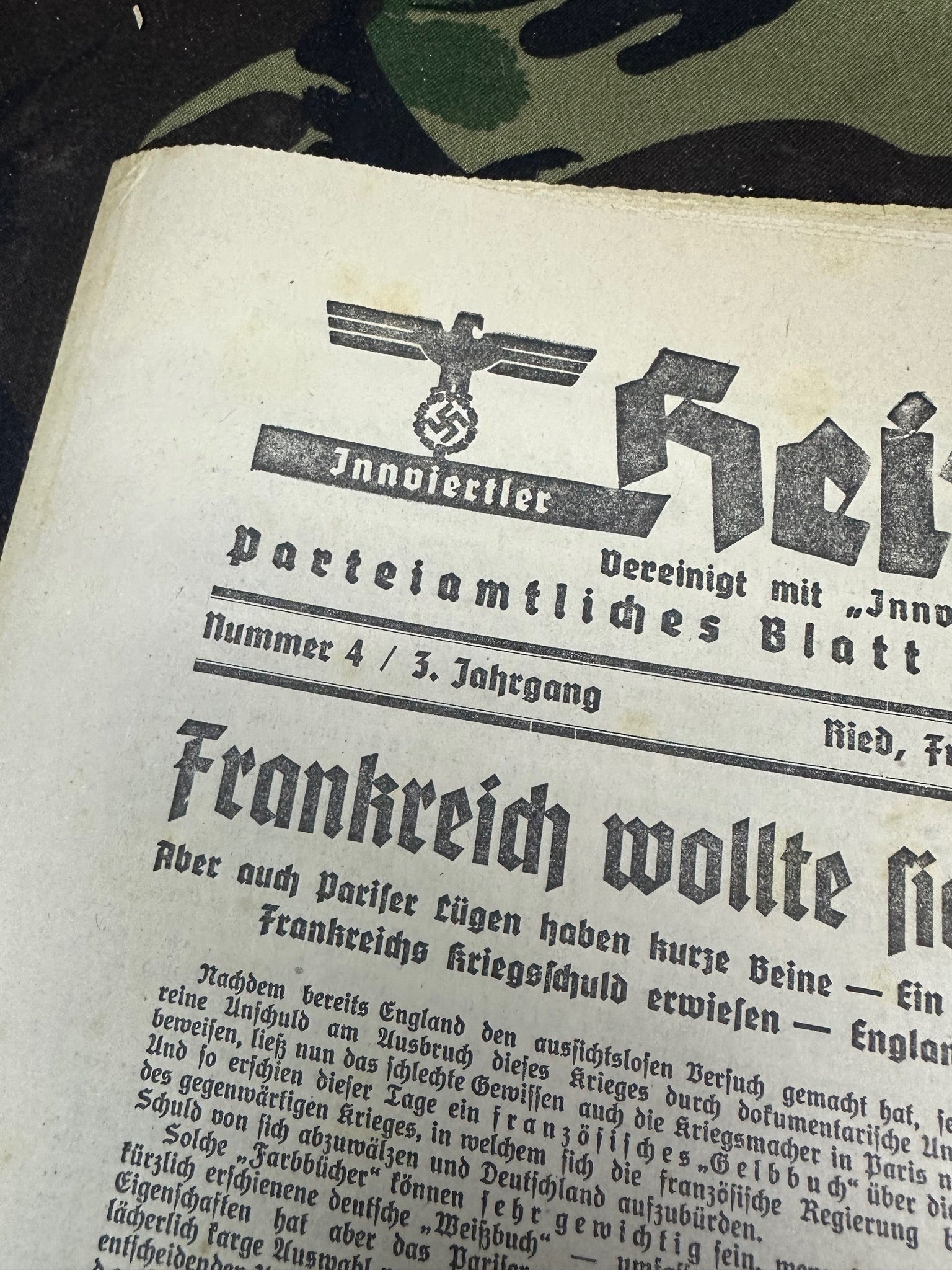 Original WW2 German Party Heimatblatt Political Newspaper - 26th January 1940 - The Militaria Shop