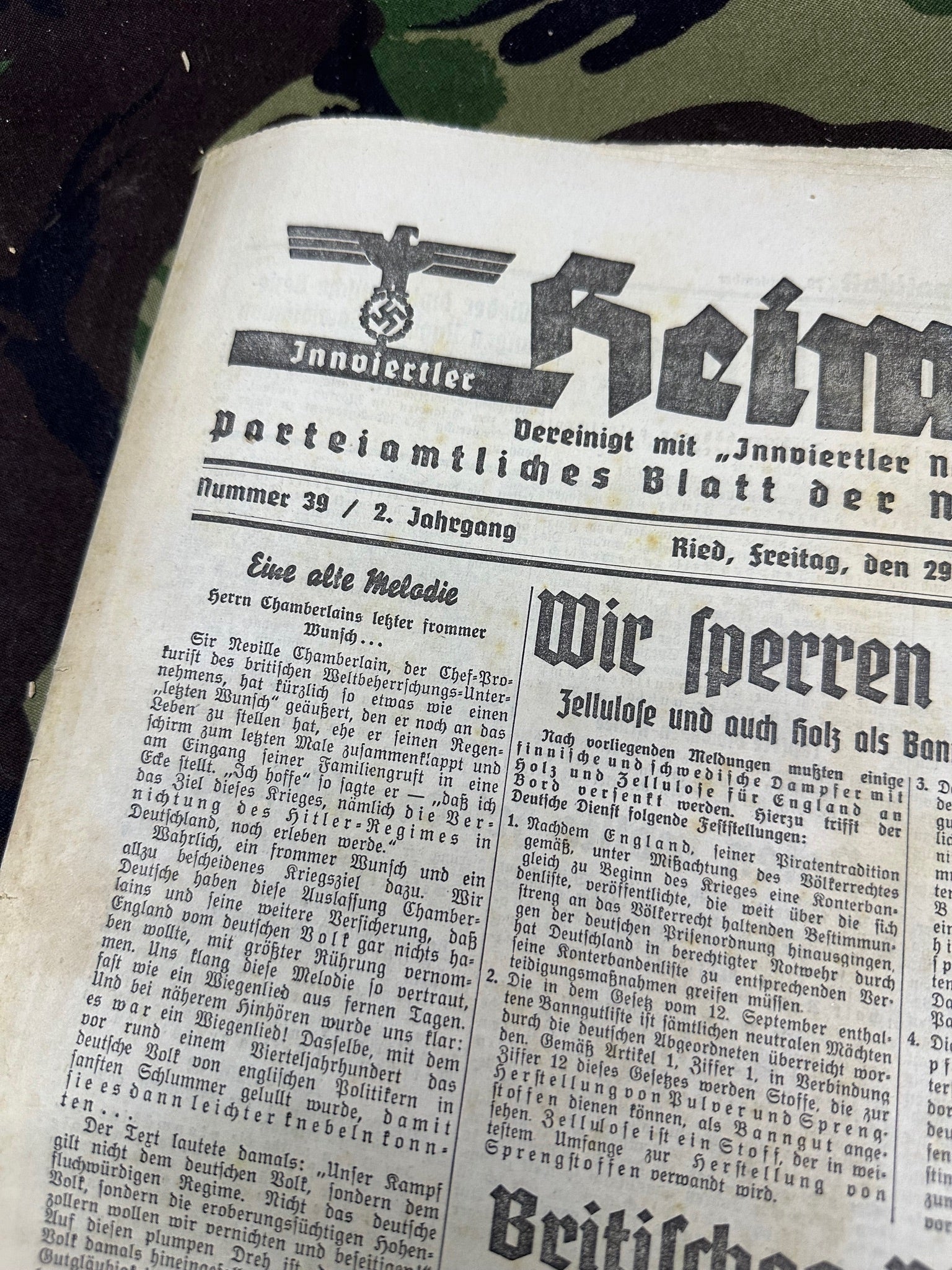 Original WW2 German Heimatblatt Political Newspaper - 29th September 1939 - The Militaria Shop