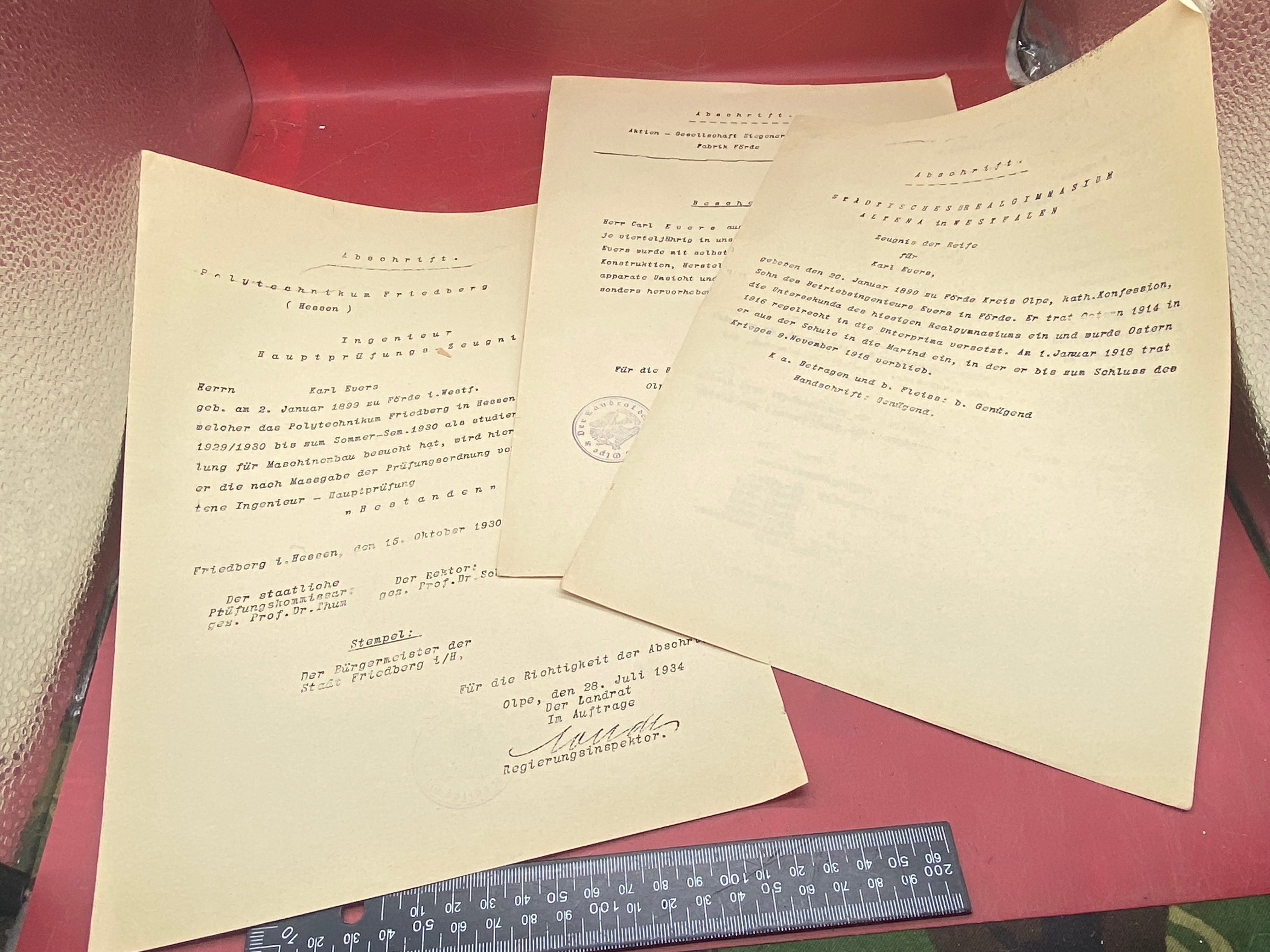 A group of WW2 German 1930 Dated Documents. With Stamps etc - The Militaria Shop