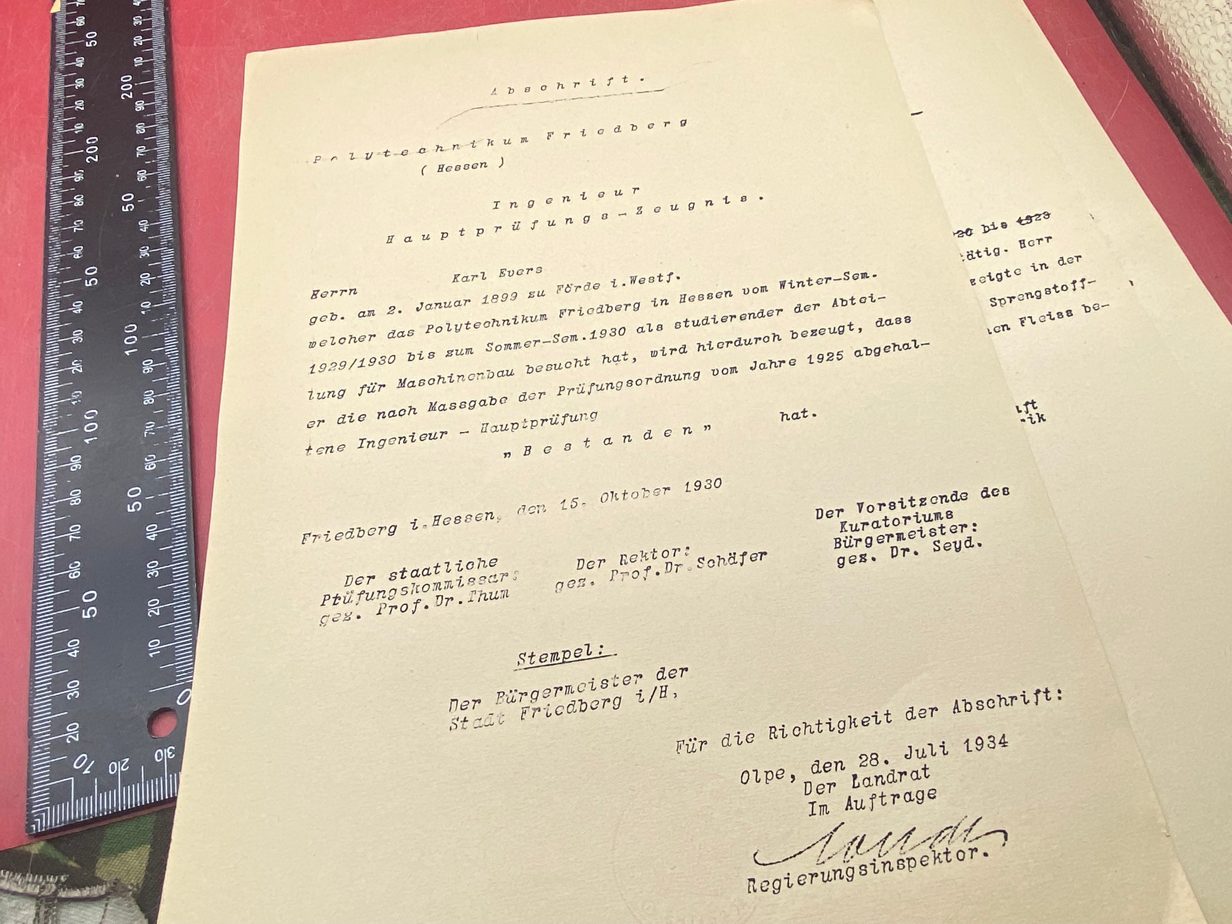 A group of WW2 German 1930 Dated Documents. With Stamps etc - The Militaria Shop
