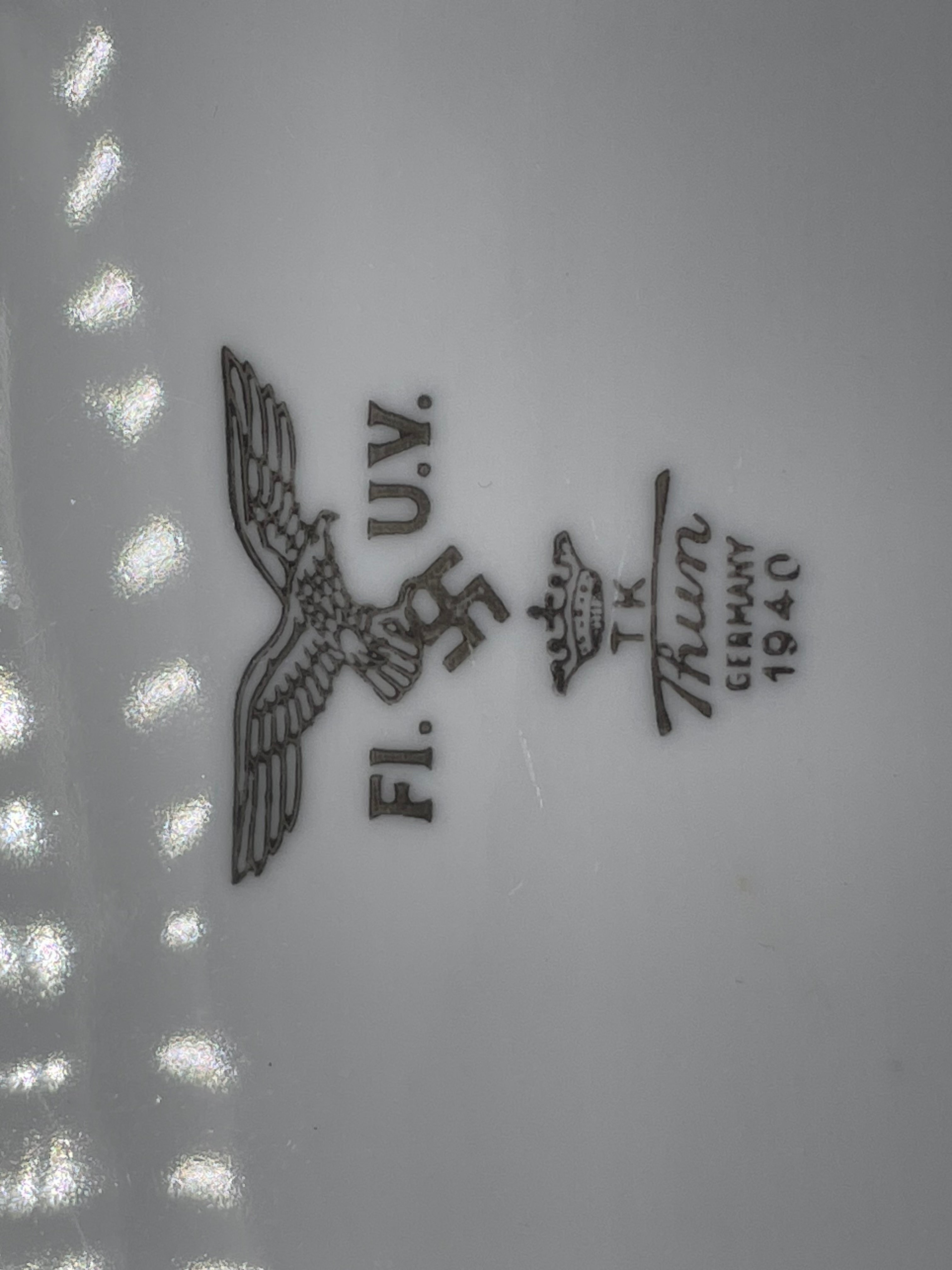 Original WW2 German Luftwaffe Air Force Porcelain Square Bowl - 1940 Dated - The Militaria Shop