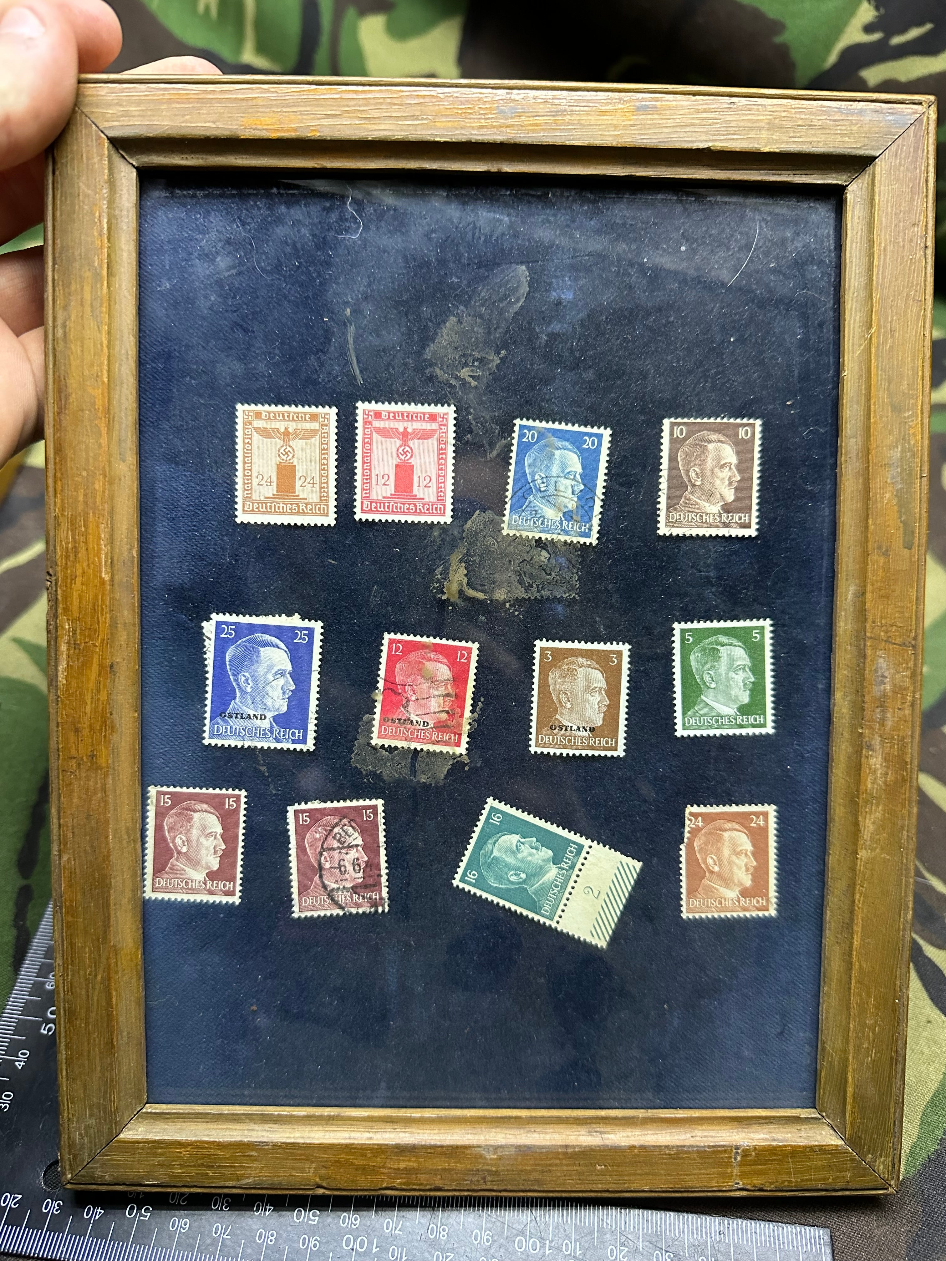 Display frame of Deutsches Reich Hitler Postage Stamps