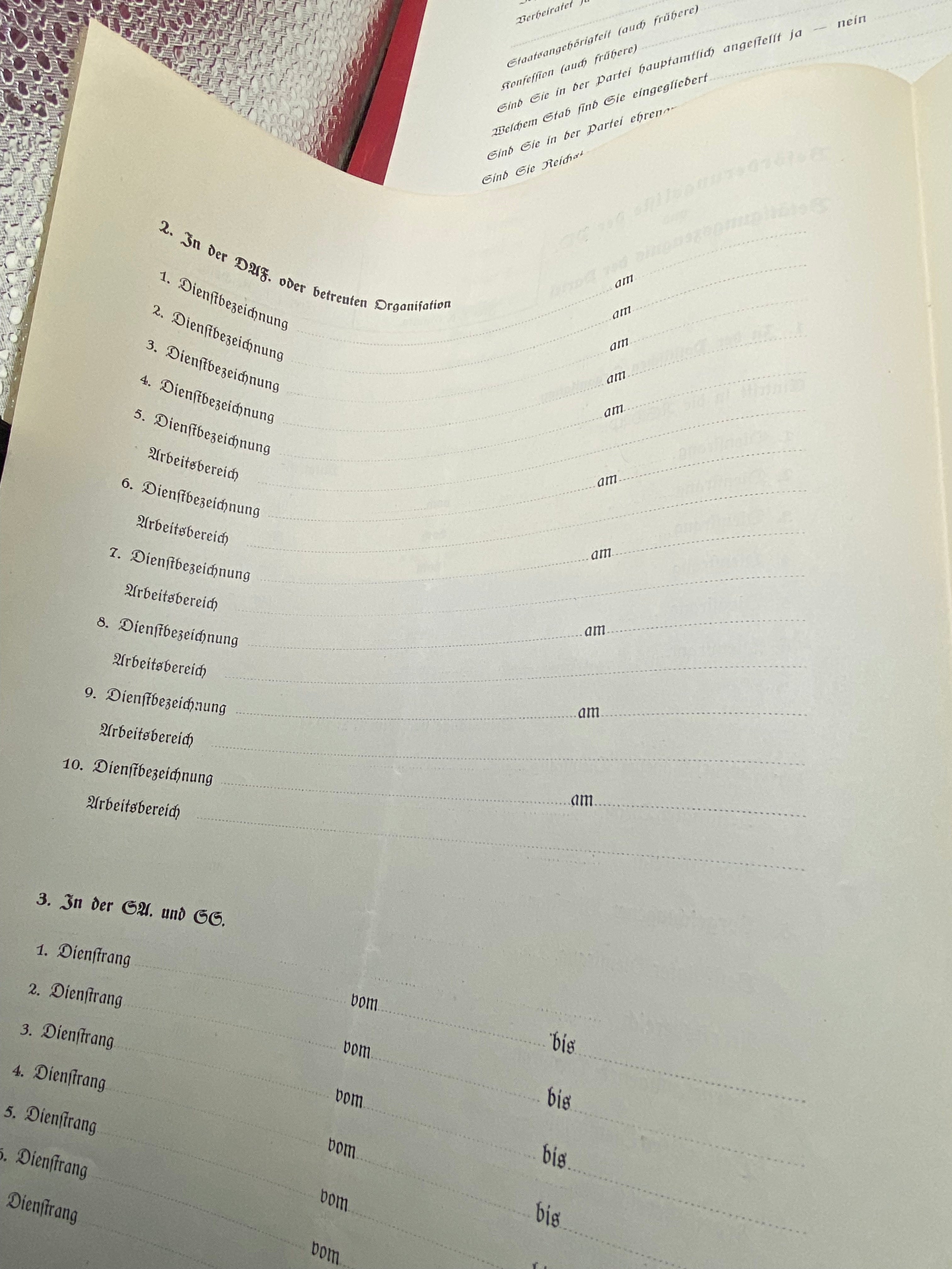 An Interesting Group of Three 1935 Dated NSADP Forms. - The Militaria Shop