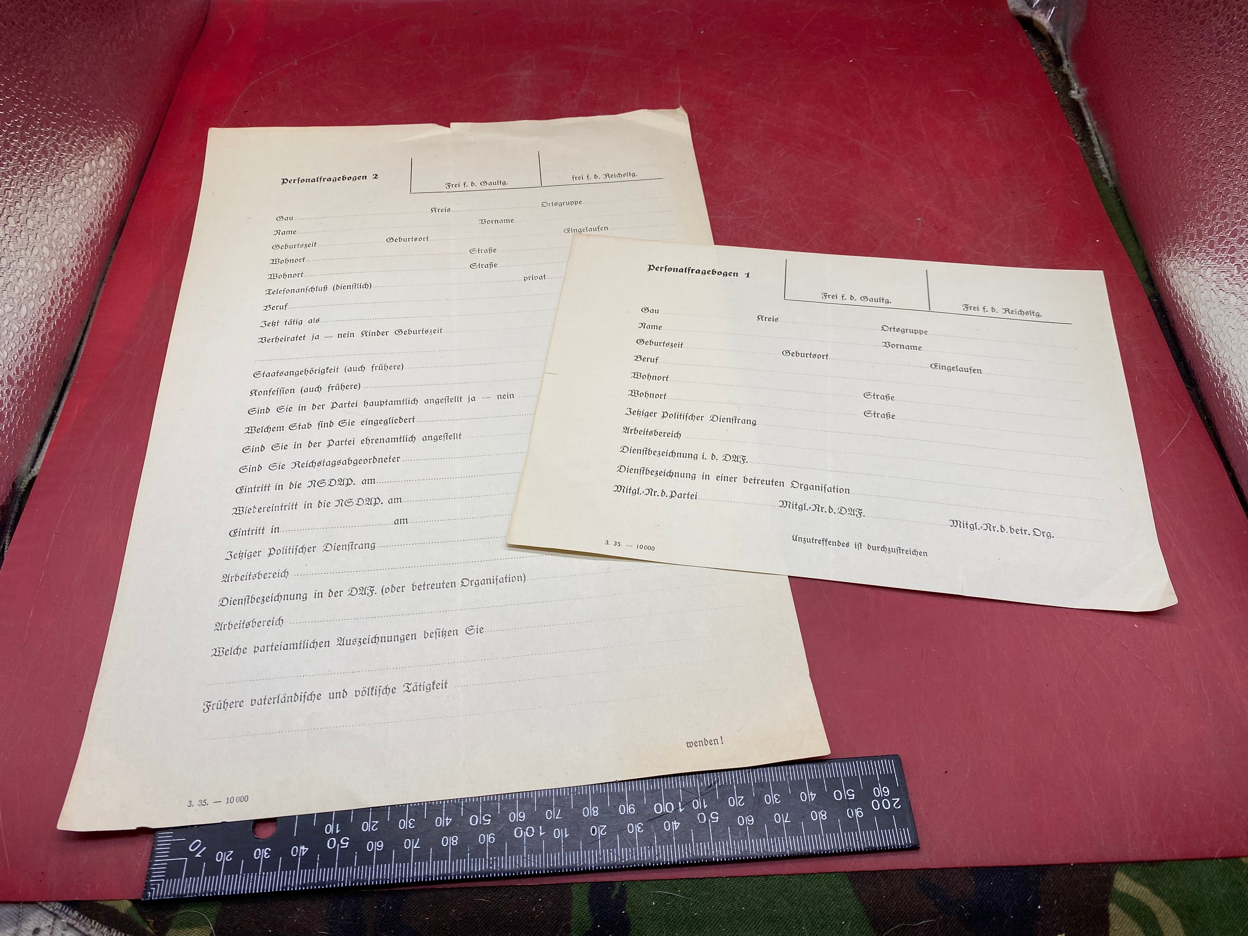 An Interesting Pair of NSADP Forms. - The Militaria Shop