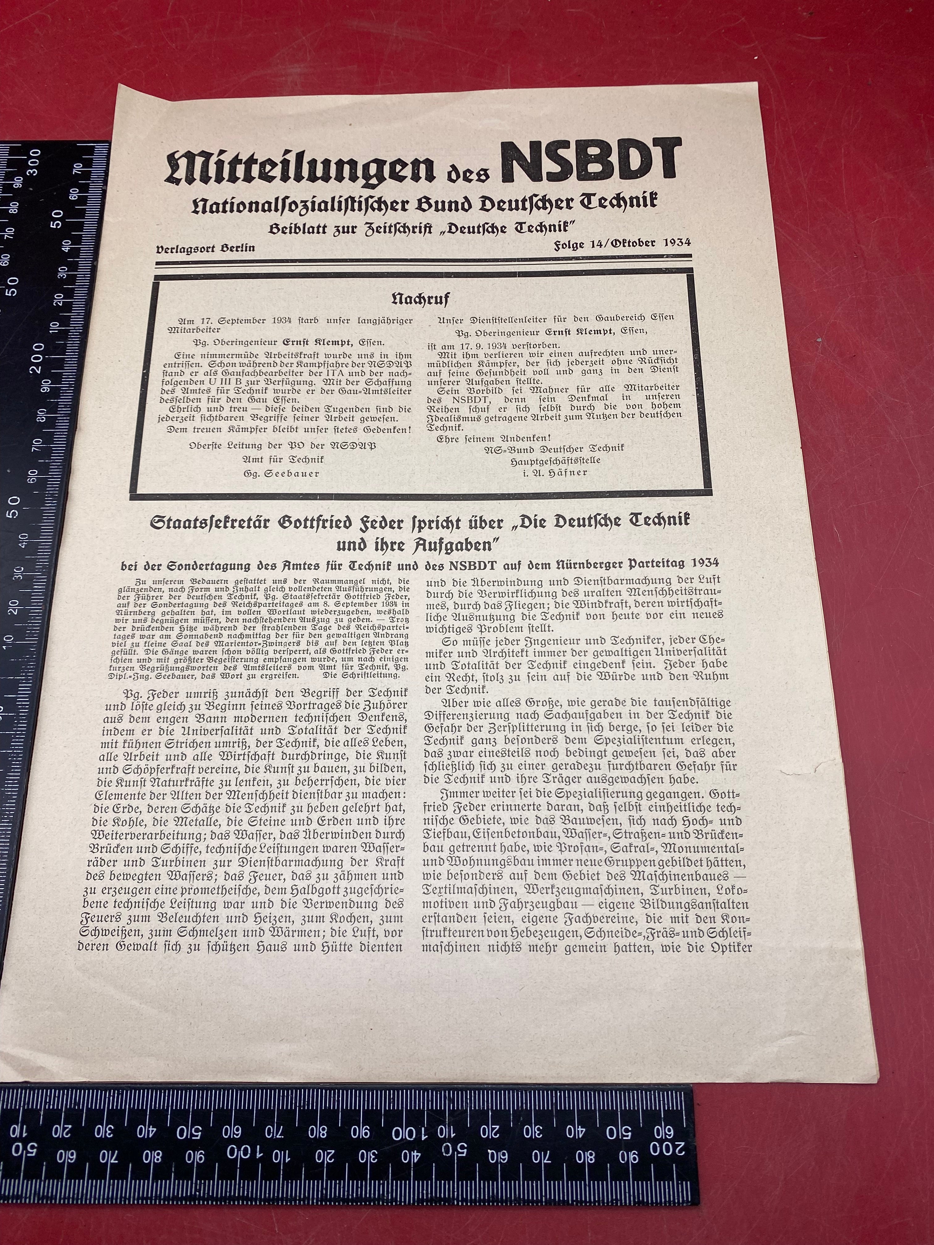 WW2 German NSBDT Leaflet - Possibly Technical Engineering Related. - The Militaria Shop