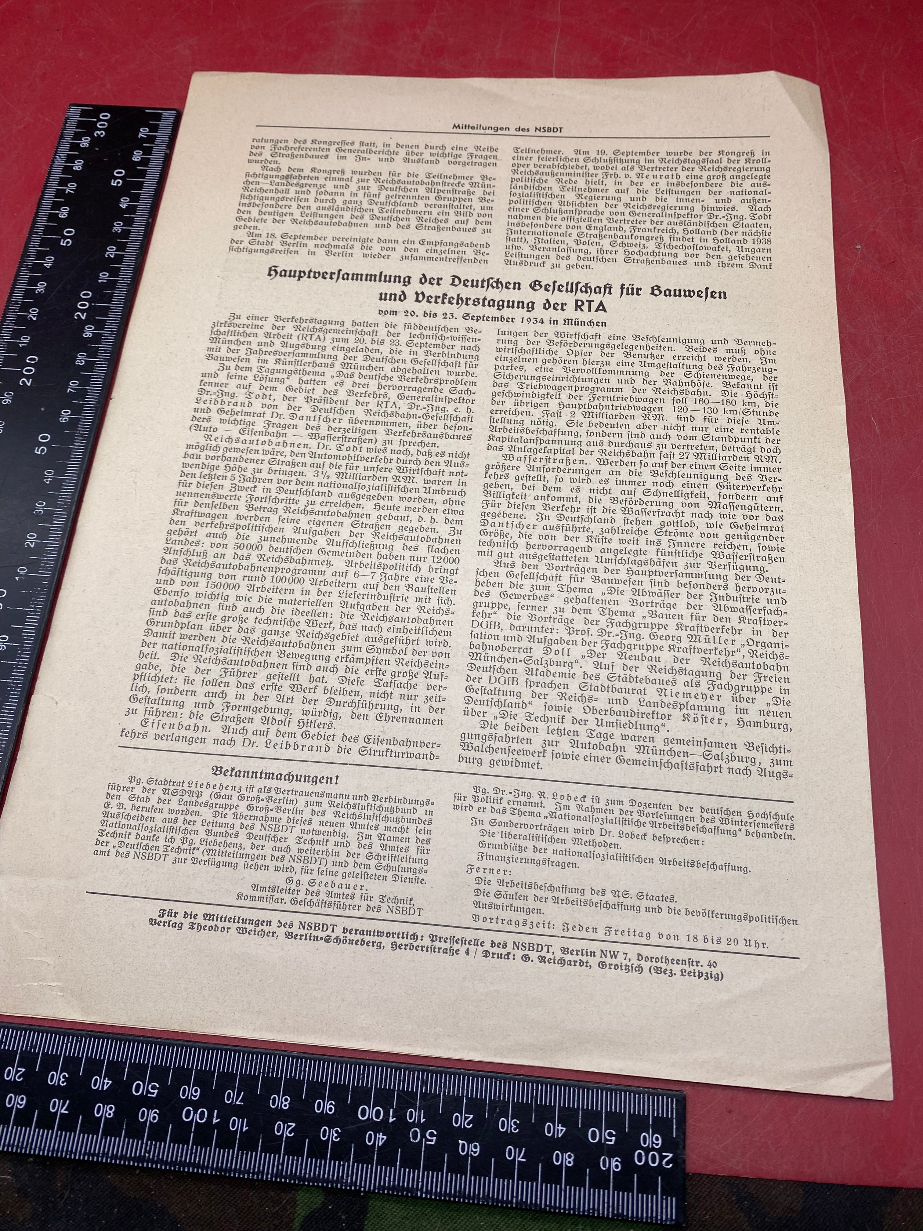WW2 German NSBDT Leaflet - Possibly Technical Engineering Related. - The Militaria Shop