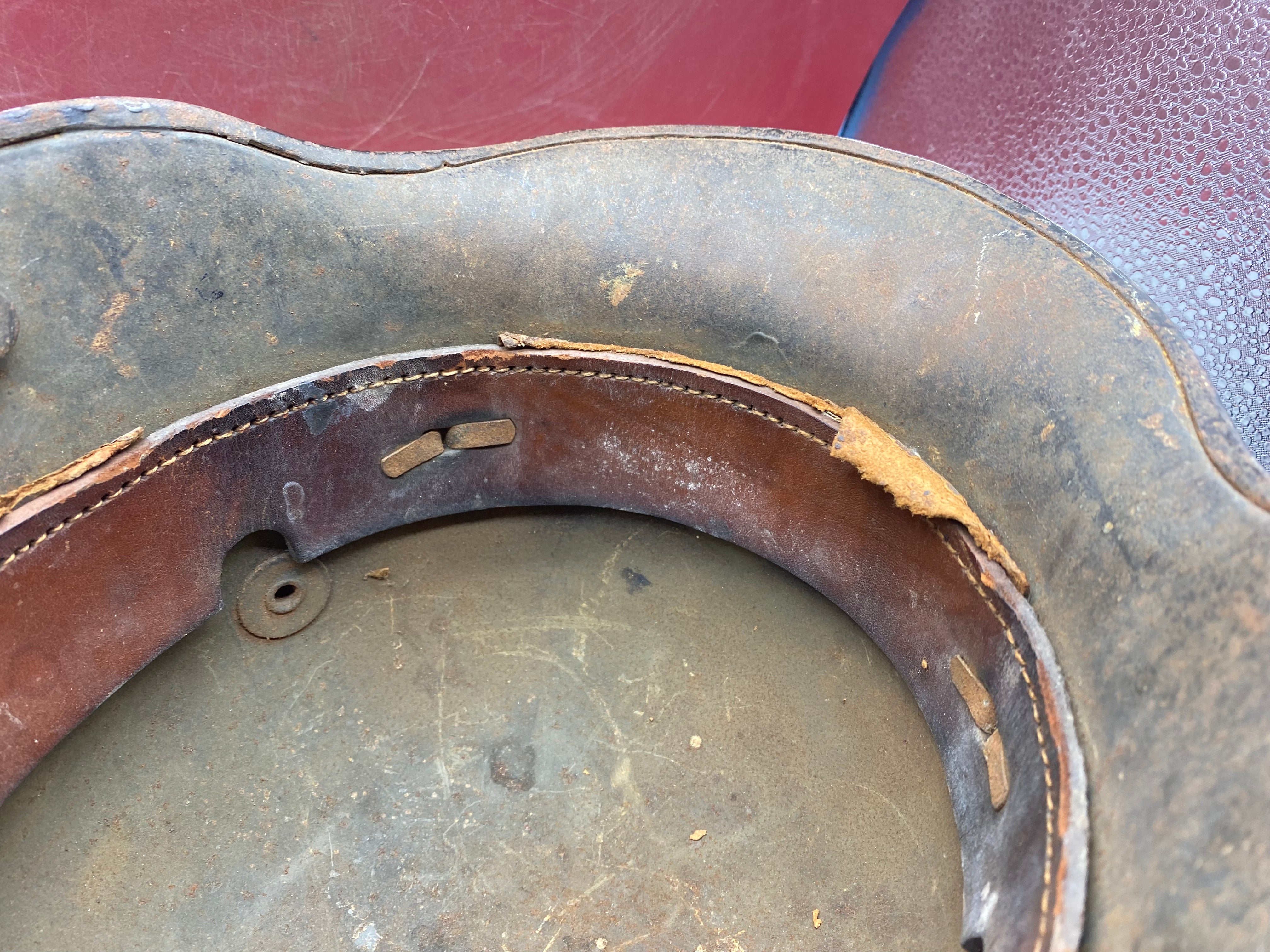 Original German Early SS Transitional M16 Helmet with Liner Band - WW1/WW2 - The Militaria Shop