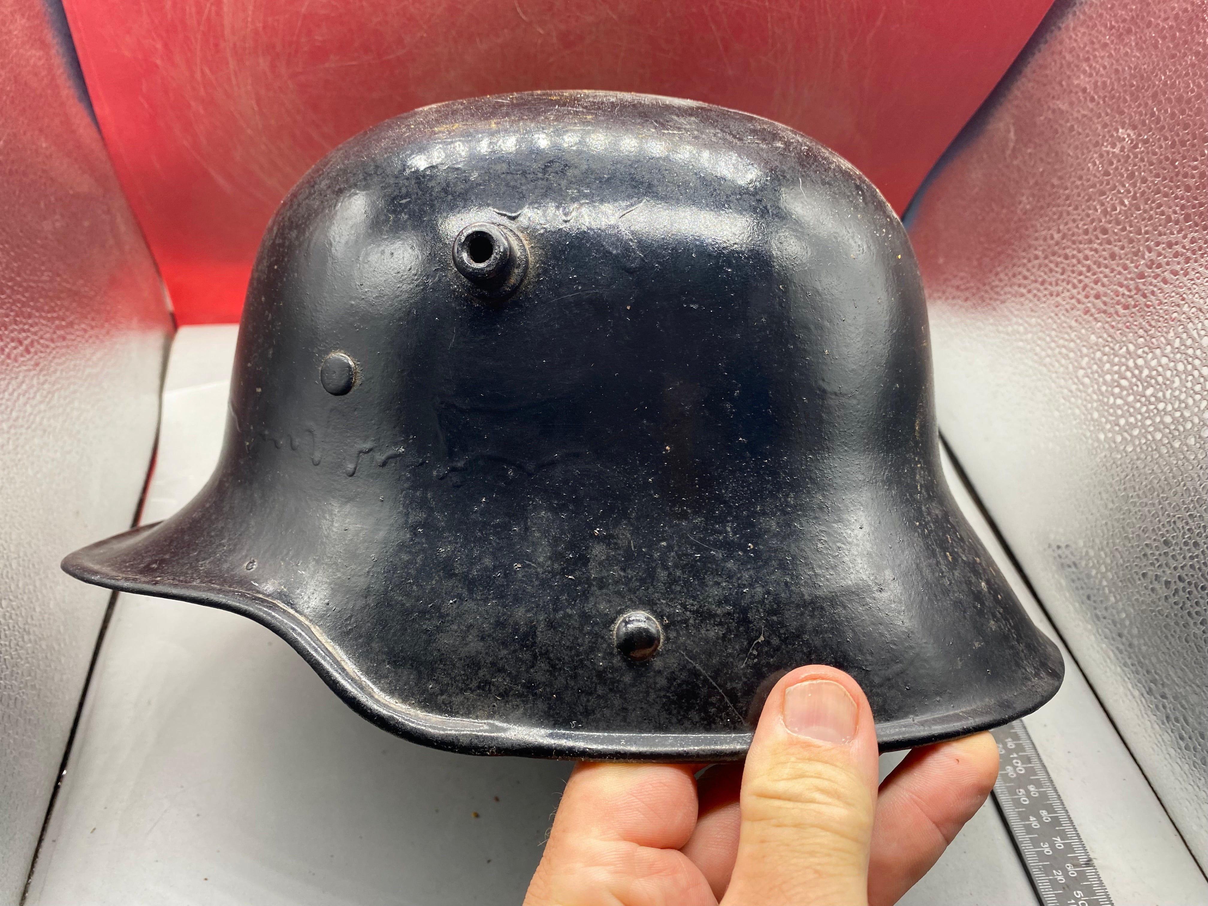 Original German Early SS Transitional M16 Helmet with Liner Band - WW1/WW2 - The Militaria Shop