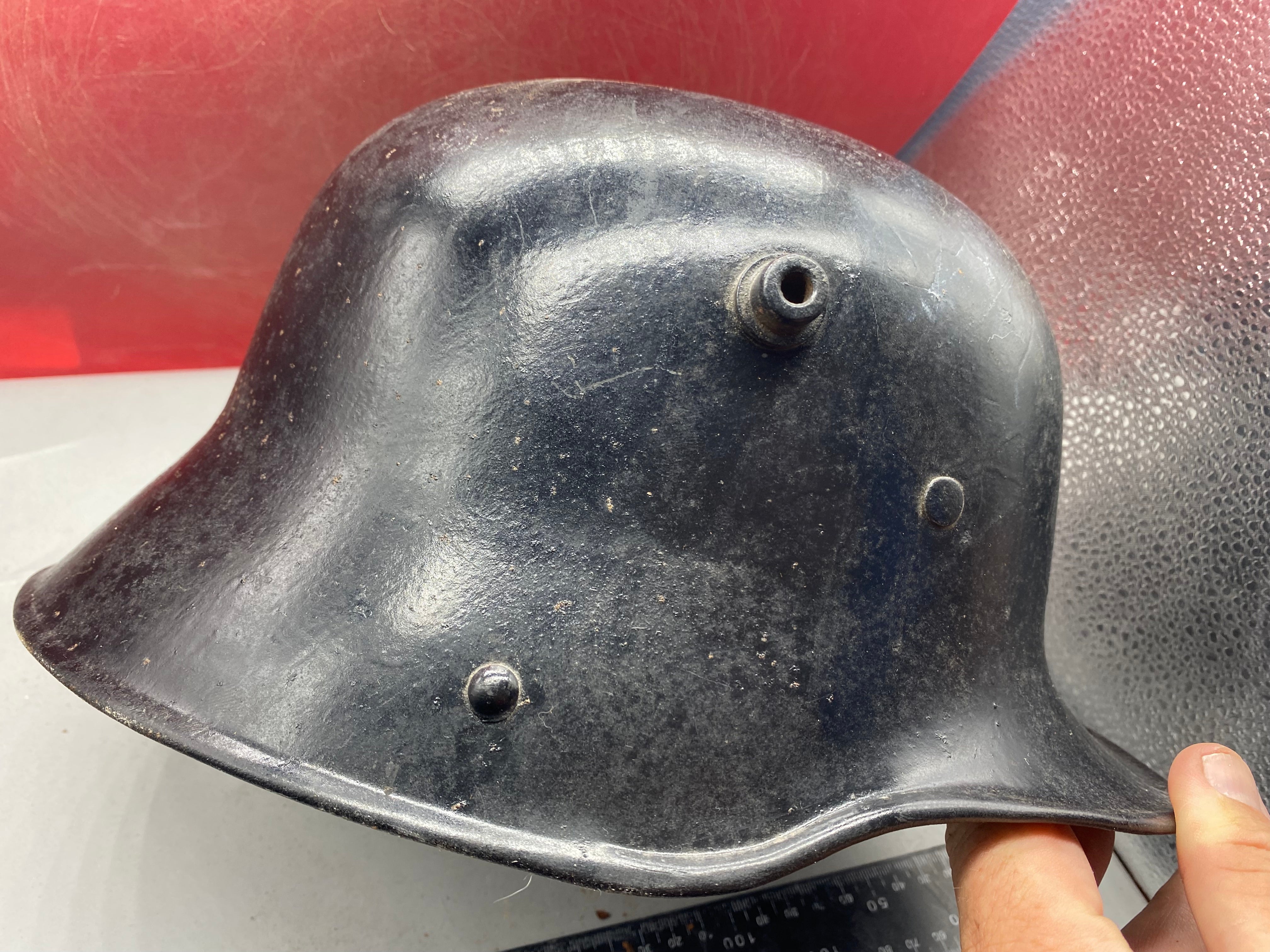 Original German Early SS Transitional M16 Helmet with Liner Band - WW1/WW2 - The Militaria Shop