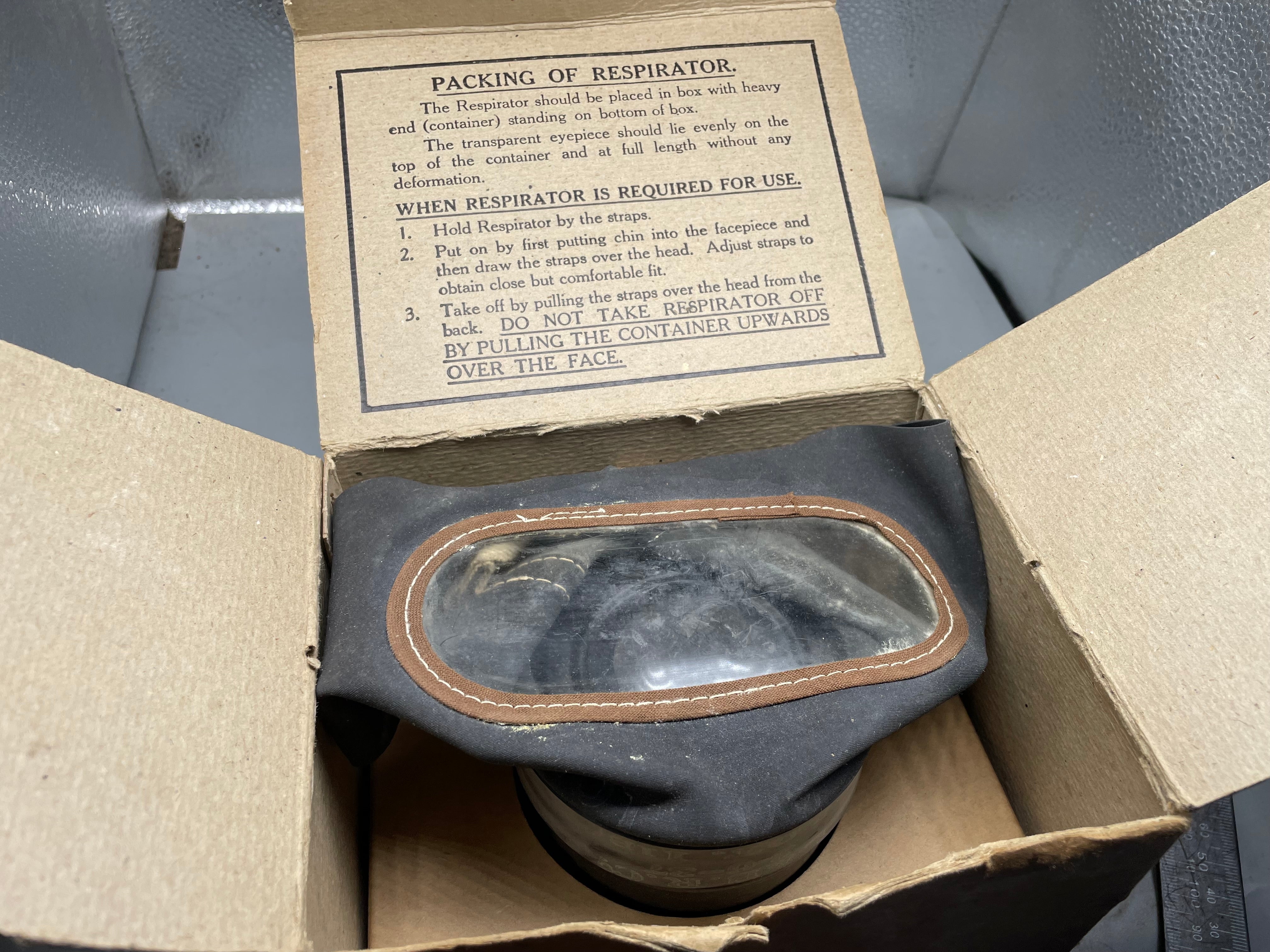 Civilian Gas Mask in Original Cardboard Box - WW2 British Home Front - The Militaria Shop
