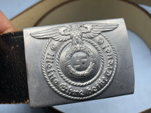 Load image into Gallery viewer, WW2 German SS Alloy Belt Buckle and Leather Belt - OLT - The Militaria Shop