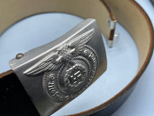 Load image into Gallery viewer, WW2 German SS Alloy Belt Buckle and Leather Belt - OLT - The Militaria Shop