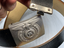 Load image into Gallery viewer, WW2 German SS Alloy Belt Buckle and Leather Belt - OLT - The Militaria Shop