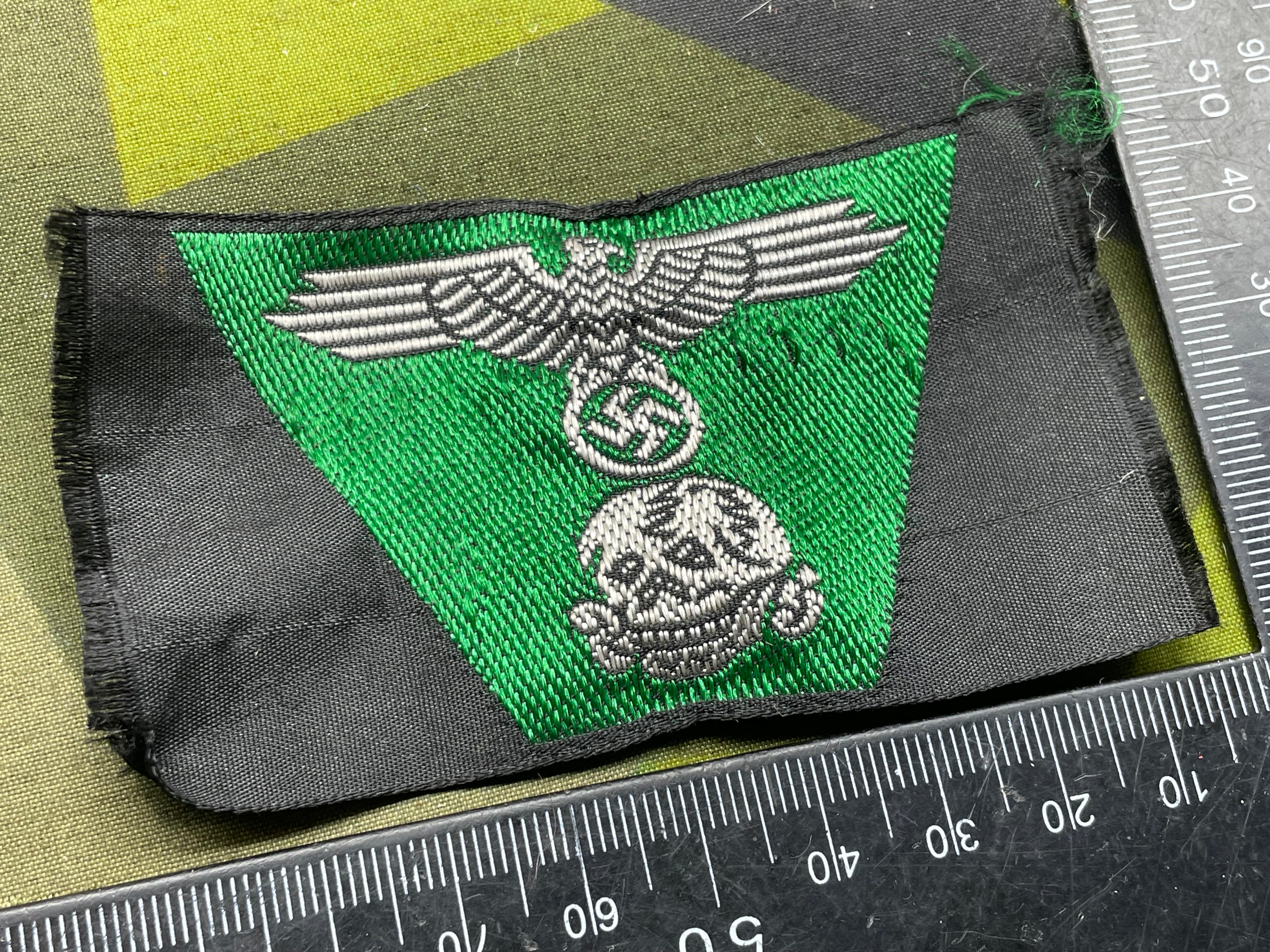 WW2 German SS Cloth Trapezoid Ski Cap Eagle Badge - The Militaria Shop