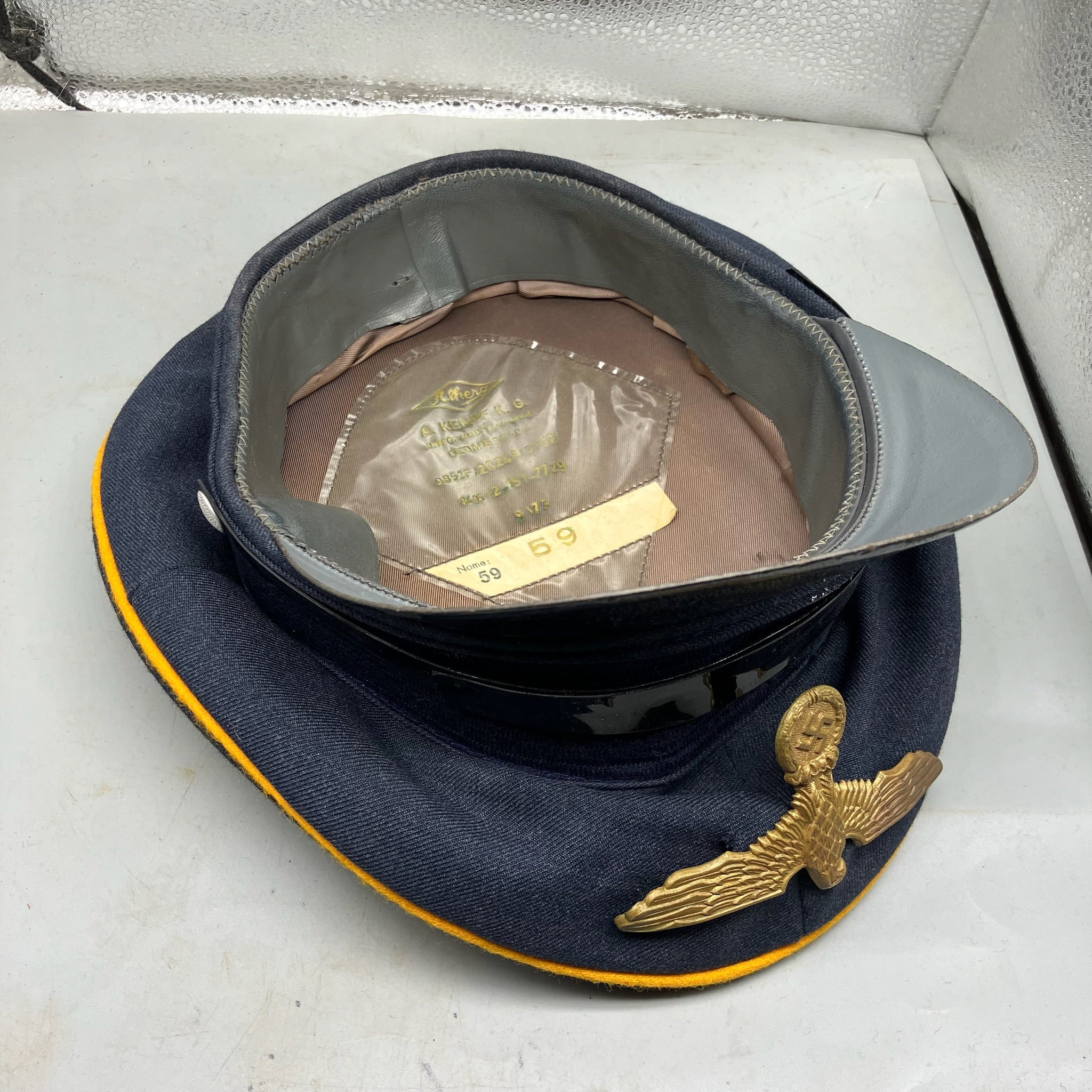 Original Post WW2 German Officers Cap with Reproduction Badge - For Reenactment - The Militaria Shop