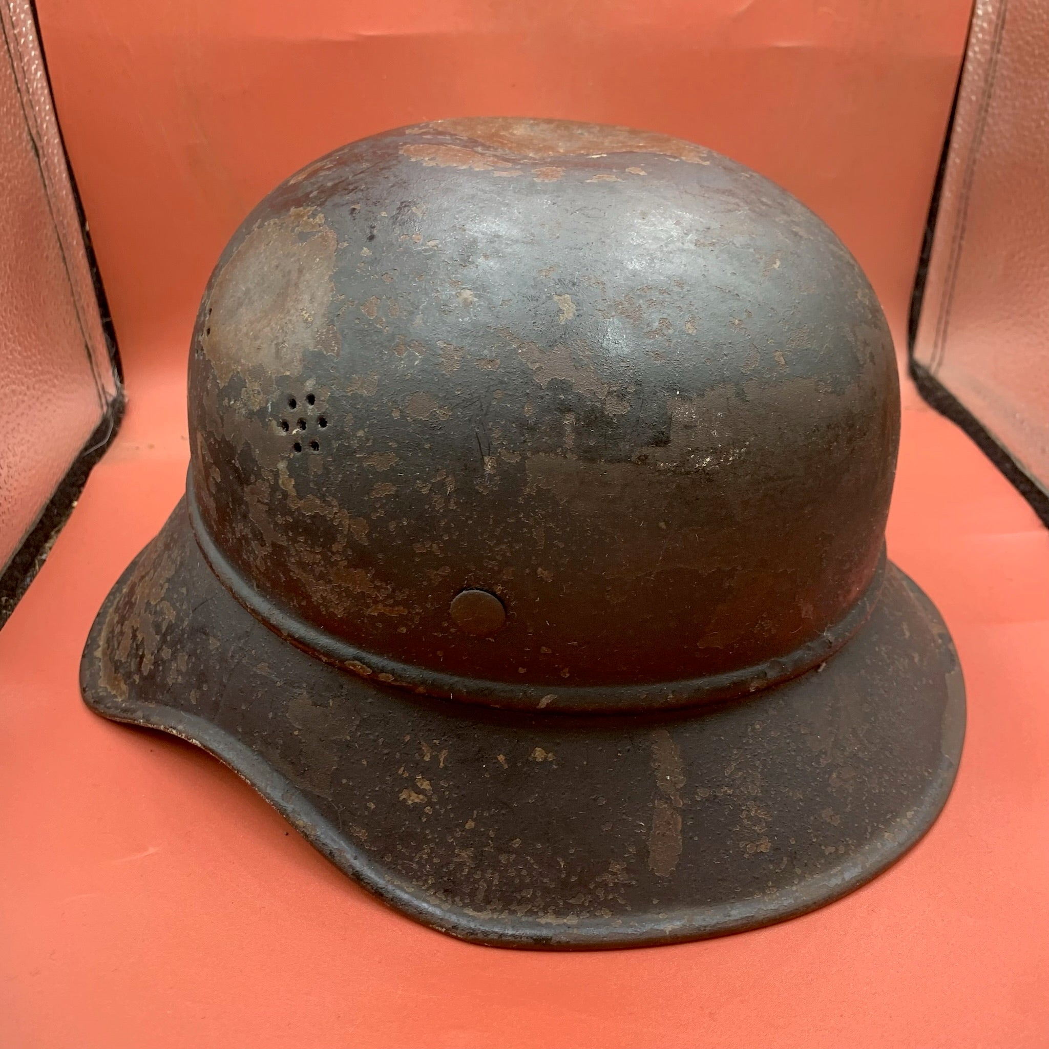 Original WW2 German Luftshutz Civil Defence Helmet - Complete - The Militaria Shop