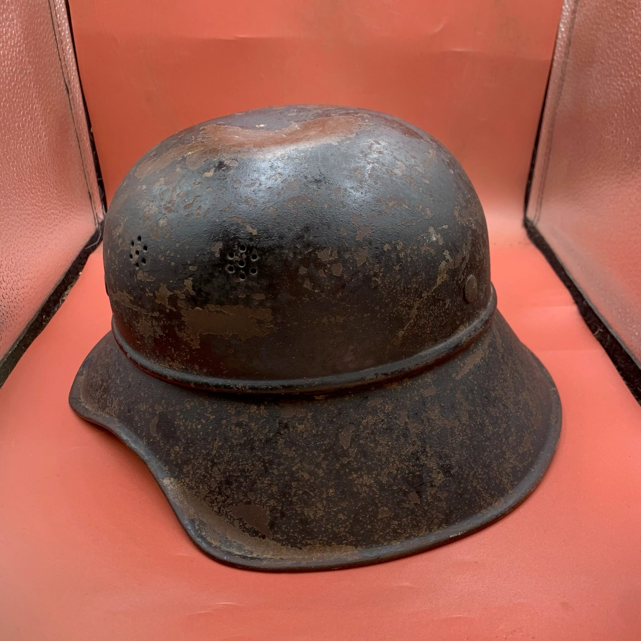 Original WW2 German Luftshutz Civil Defence Helmet - Complete - The Militaria Shop