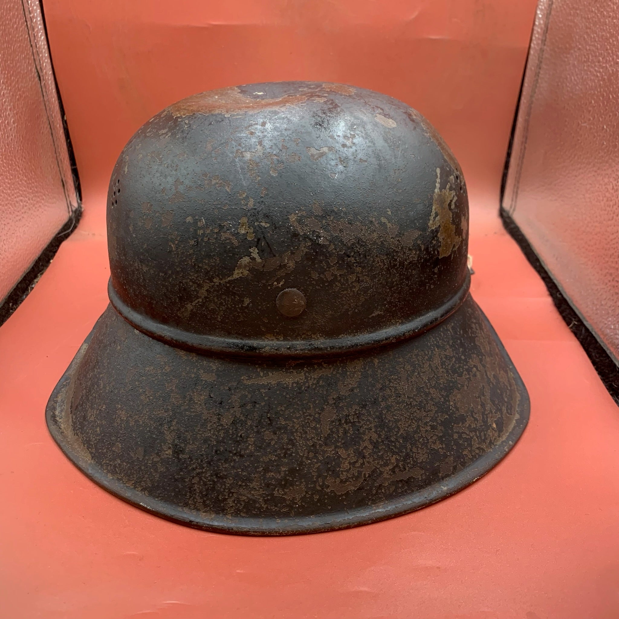 Original WW2 German Luftshutz Civil Defence Helmet - Complete - The Militaria Shop