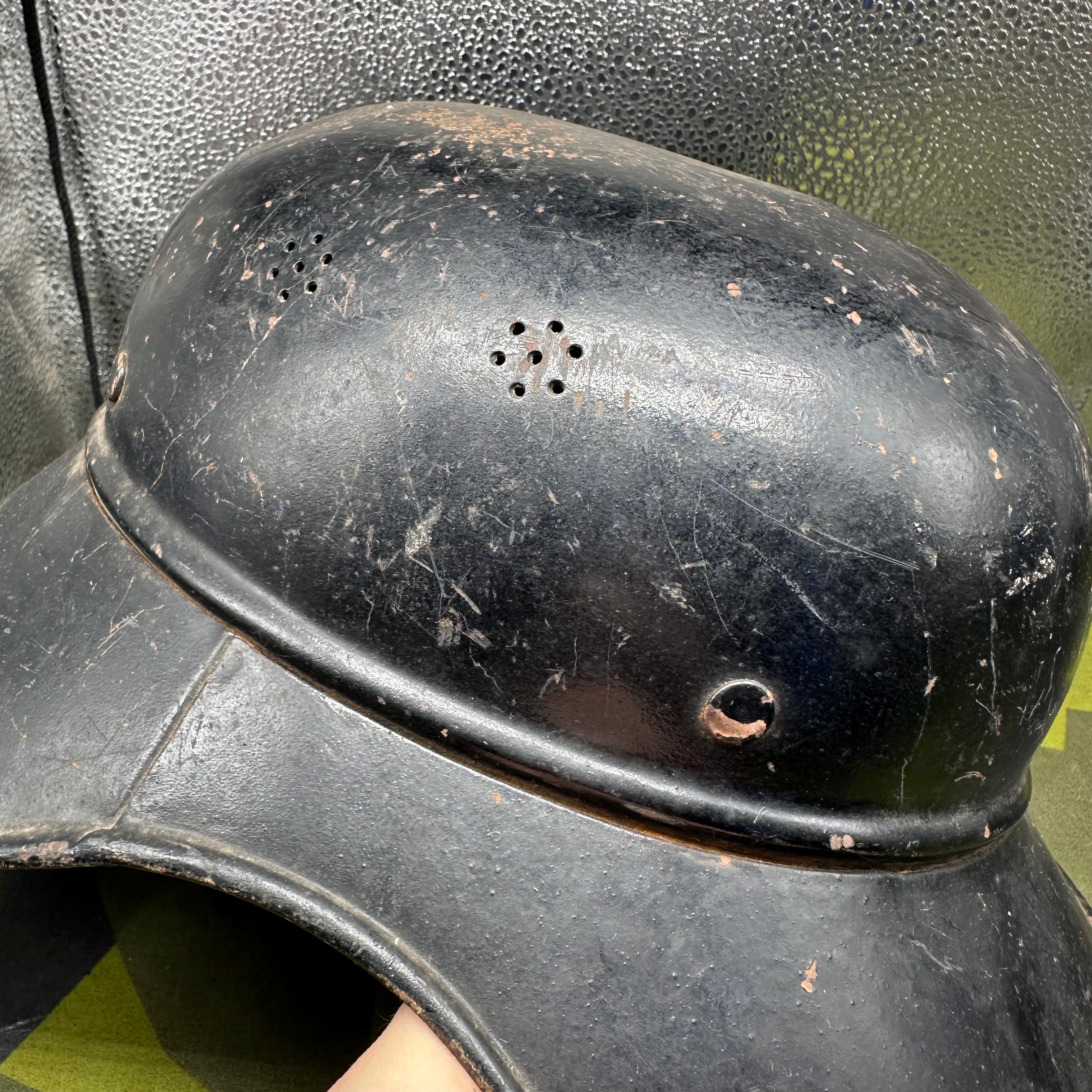 Original WW2 German Luftshutz Helmet Complete with Liner & Chinstrap - The Militaria Shop