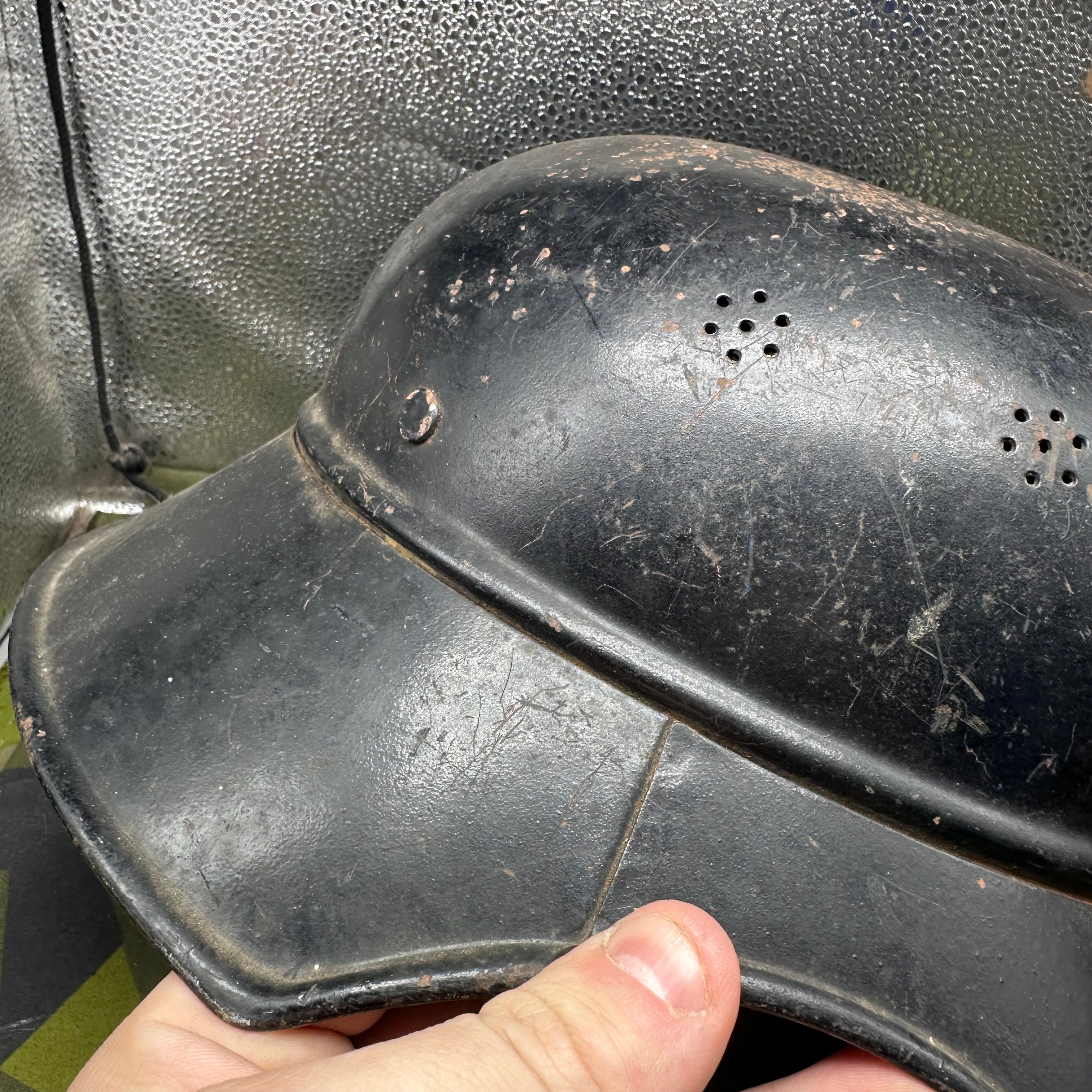 Original WW2 German Luftshutz Helmet Complete with Liner & Chinstrap - The Militaria Shop