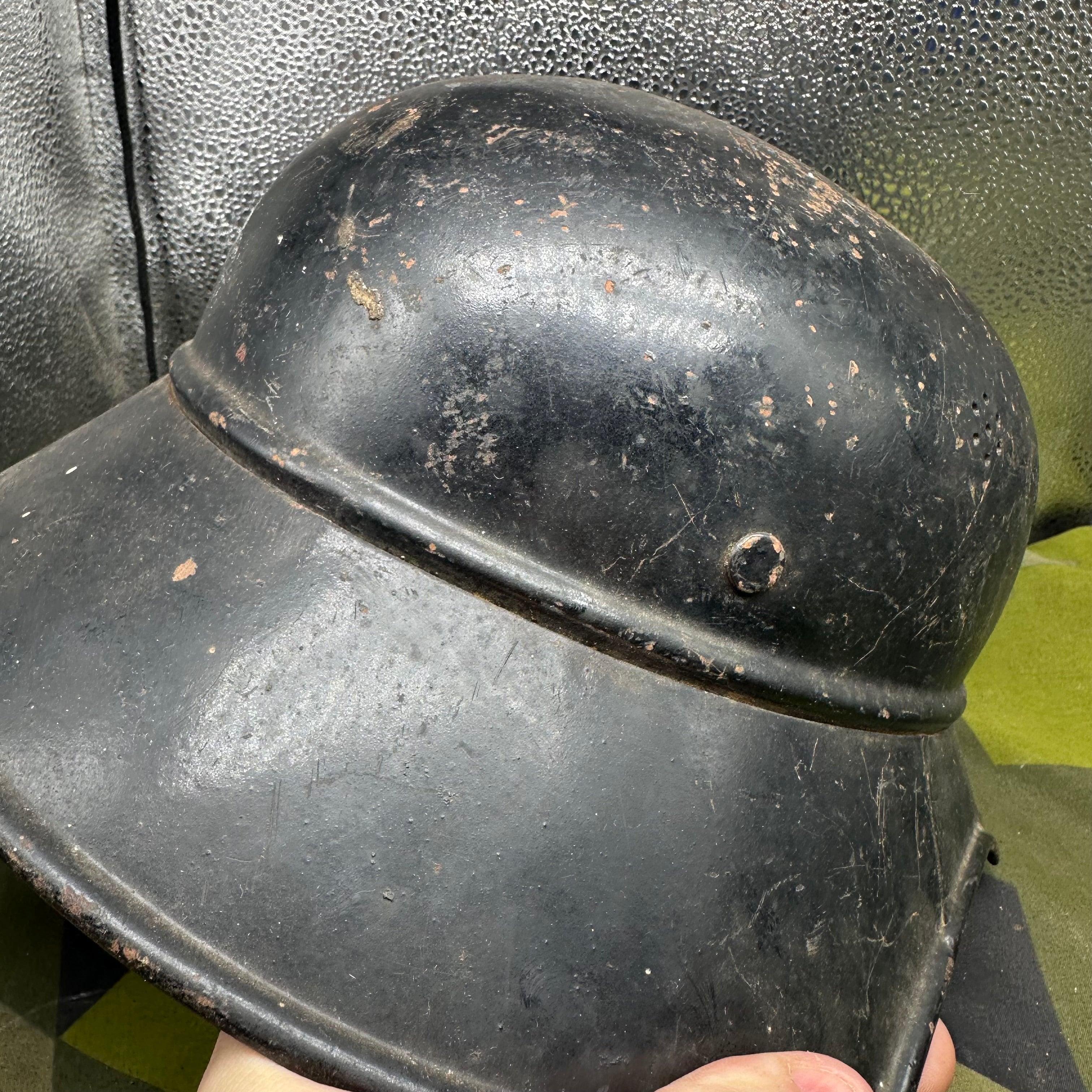 Original WW2 German Luftshutz Helmet Complete with Liner & Chinstrap - The Militaria Shop