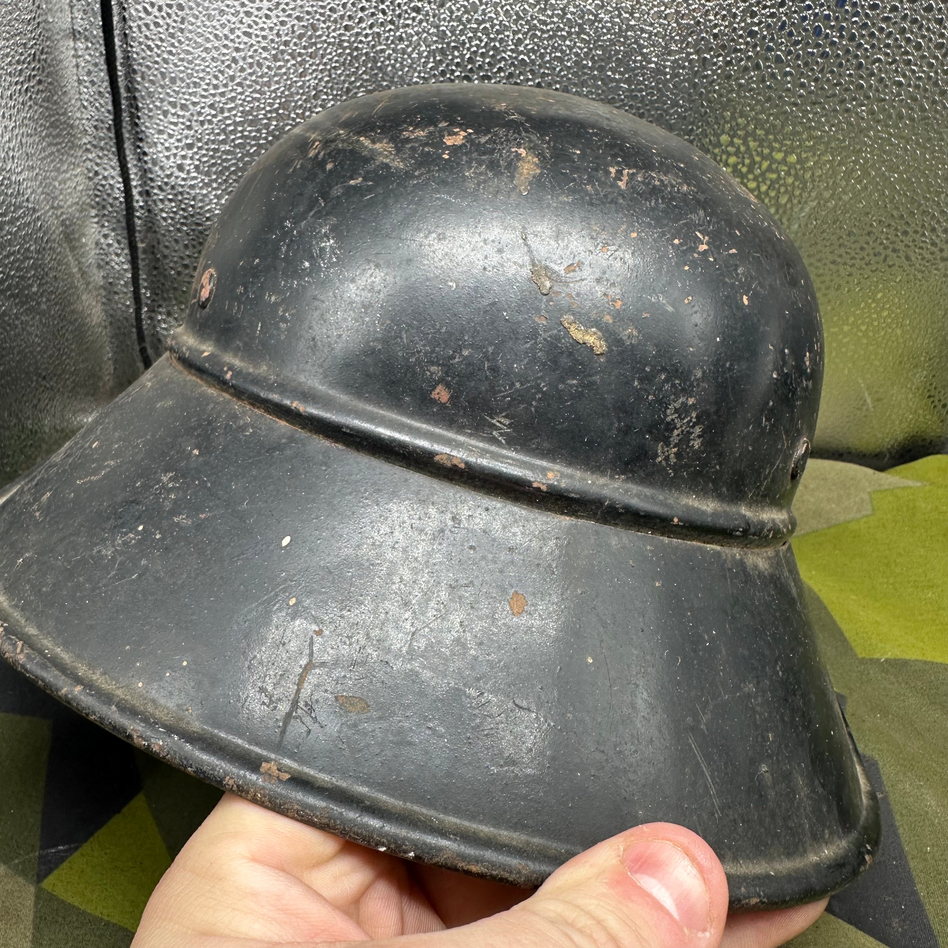 Original WW2 German Luftshutz Helmet Complete with Liner & Chinstrap - The Militaria Shop