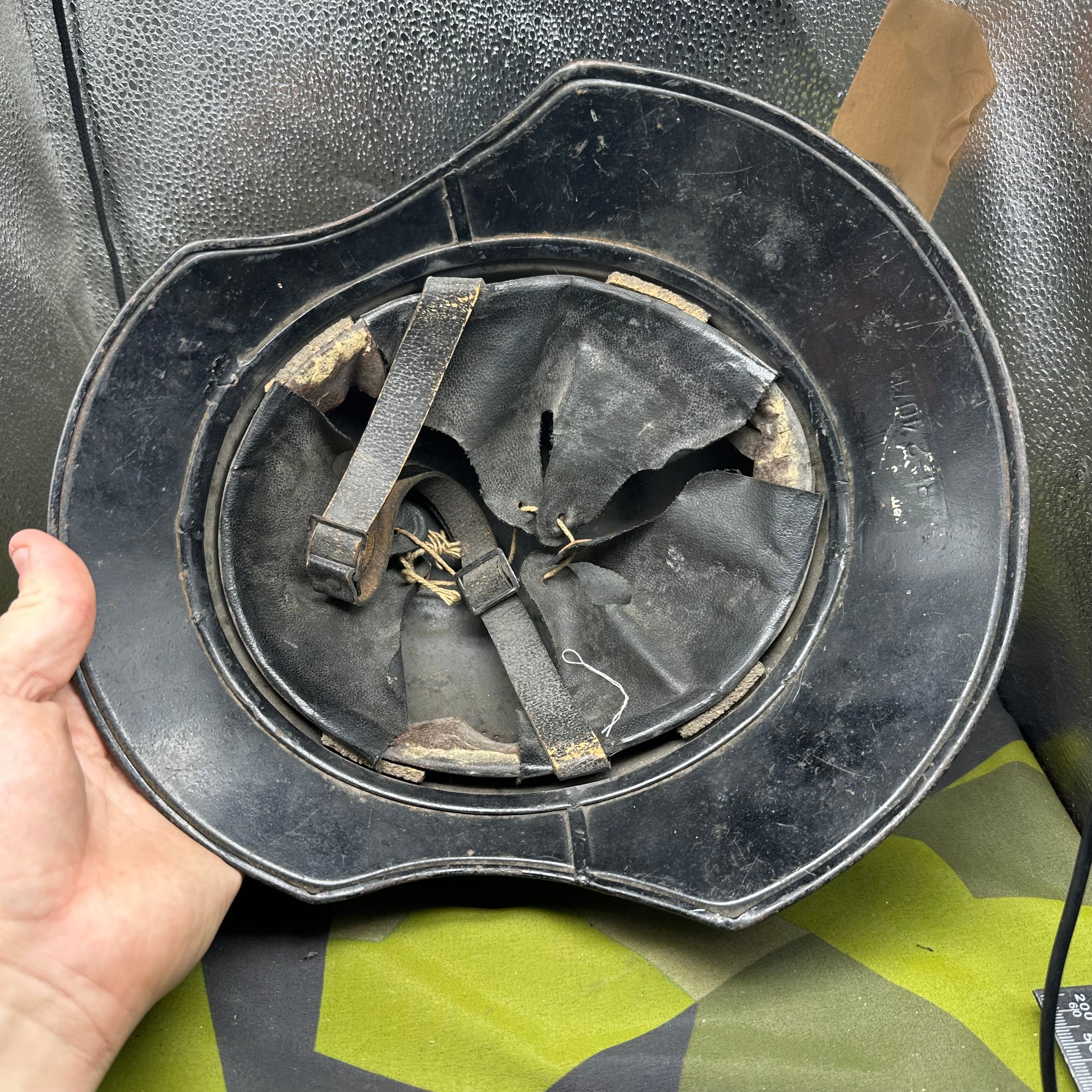 Original WW2 German Luftshutz Helmet Complete with Liner & Chinstrap - The Militaria Shop