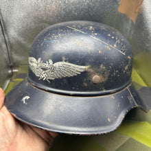 Charger l'image dans la galerie, Original WW2 German Luftshutz Helmet Complete with Liner & Chinstrap