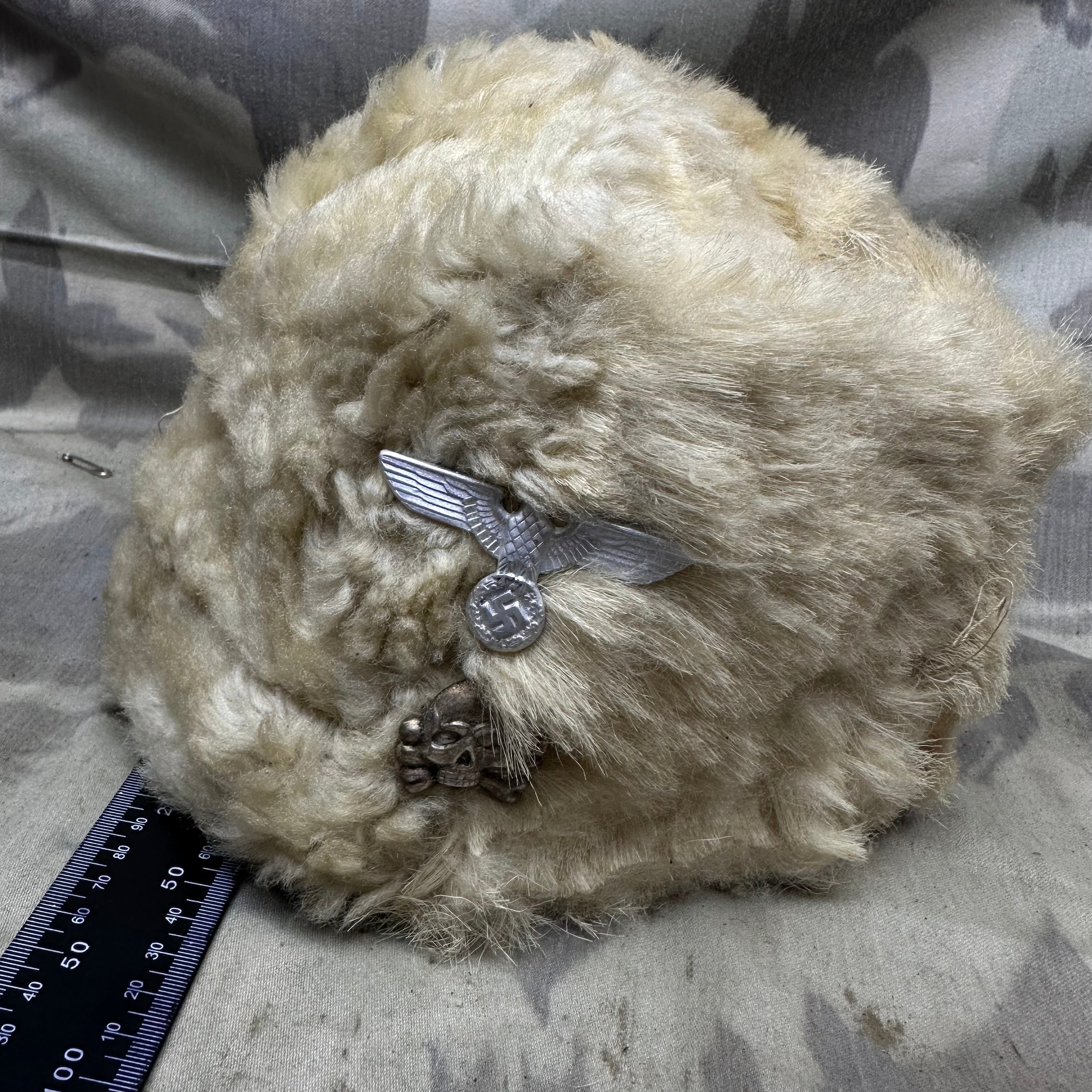Original WW2 Swedish Army Wool Fur Hat - German Insignia - The Militaria Shop