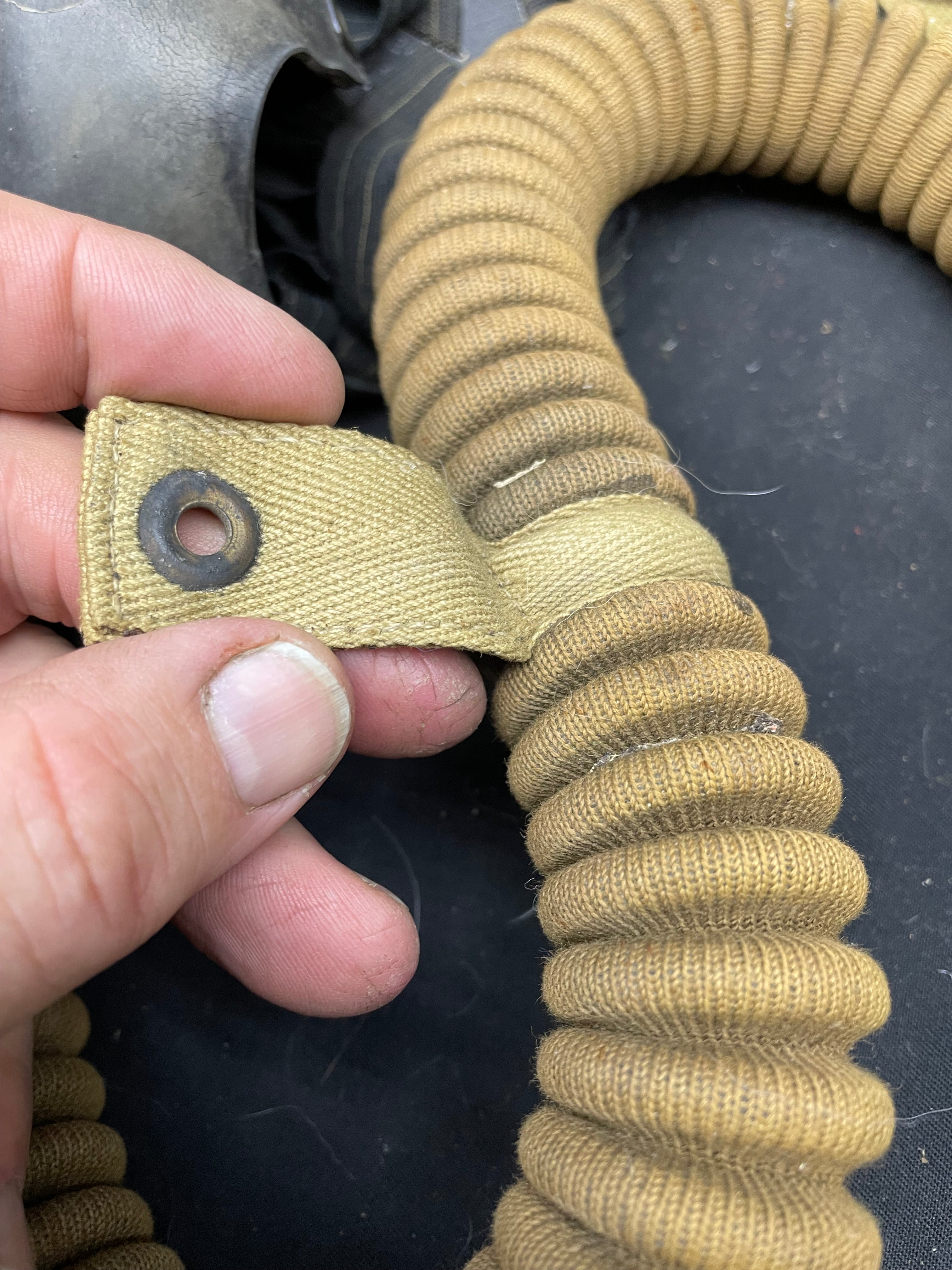WW2 British Army Gas Mask Set - Long Canvas Hose Variation for Drivers etc - The Militaria Shop